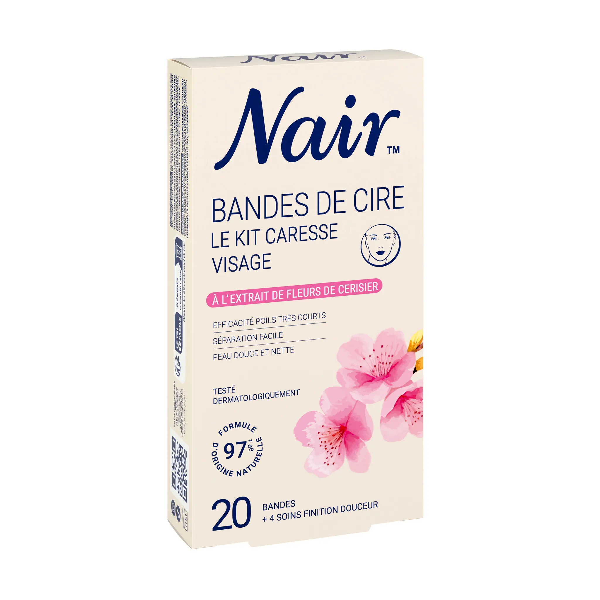 NAIR Bandes de cire kit caresse visage à l'extrait de fleurs de cerisier