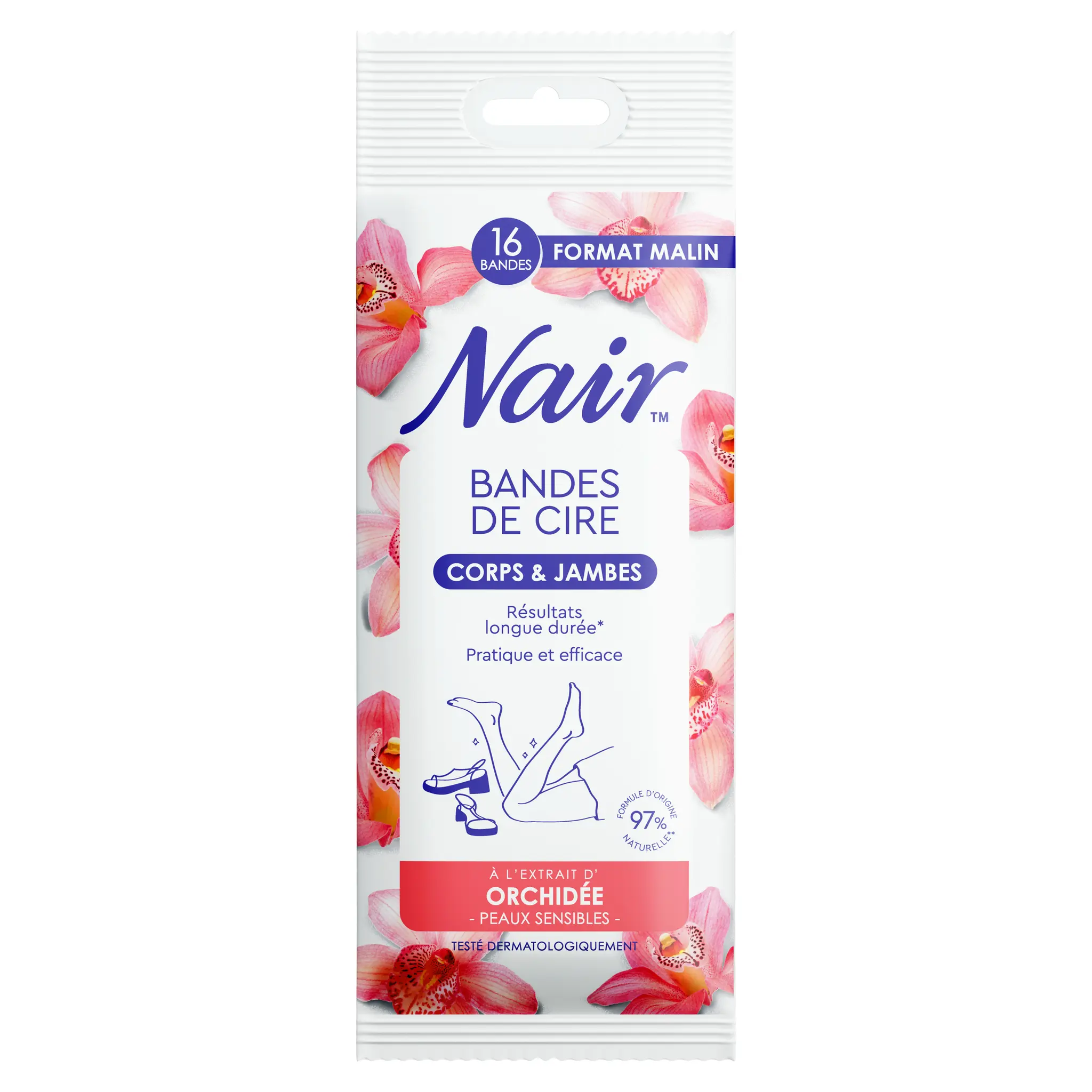 NAIR Bandes de cire corps et jambes à l'extrait d'orchidée pour peaux sensibles