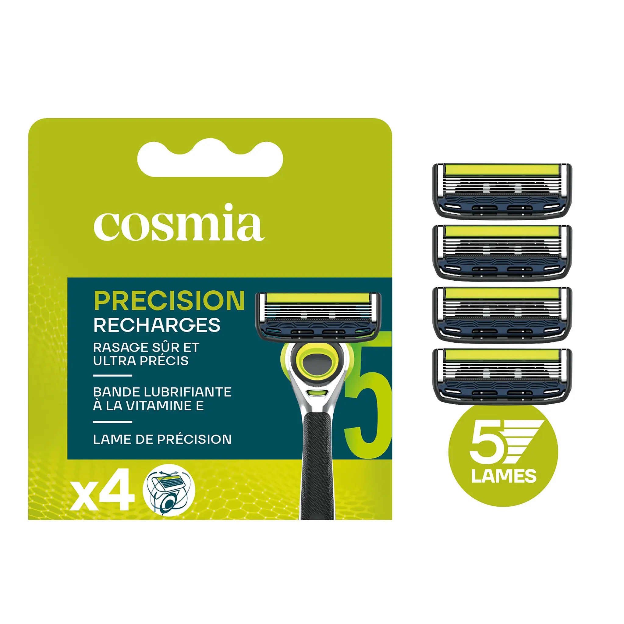 COSMIA MEN Recharge 5 lames compatibles rasoirs Activ3 et Précision