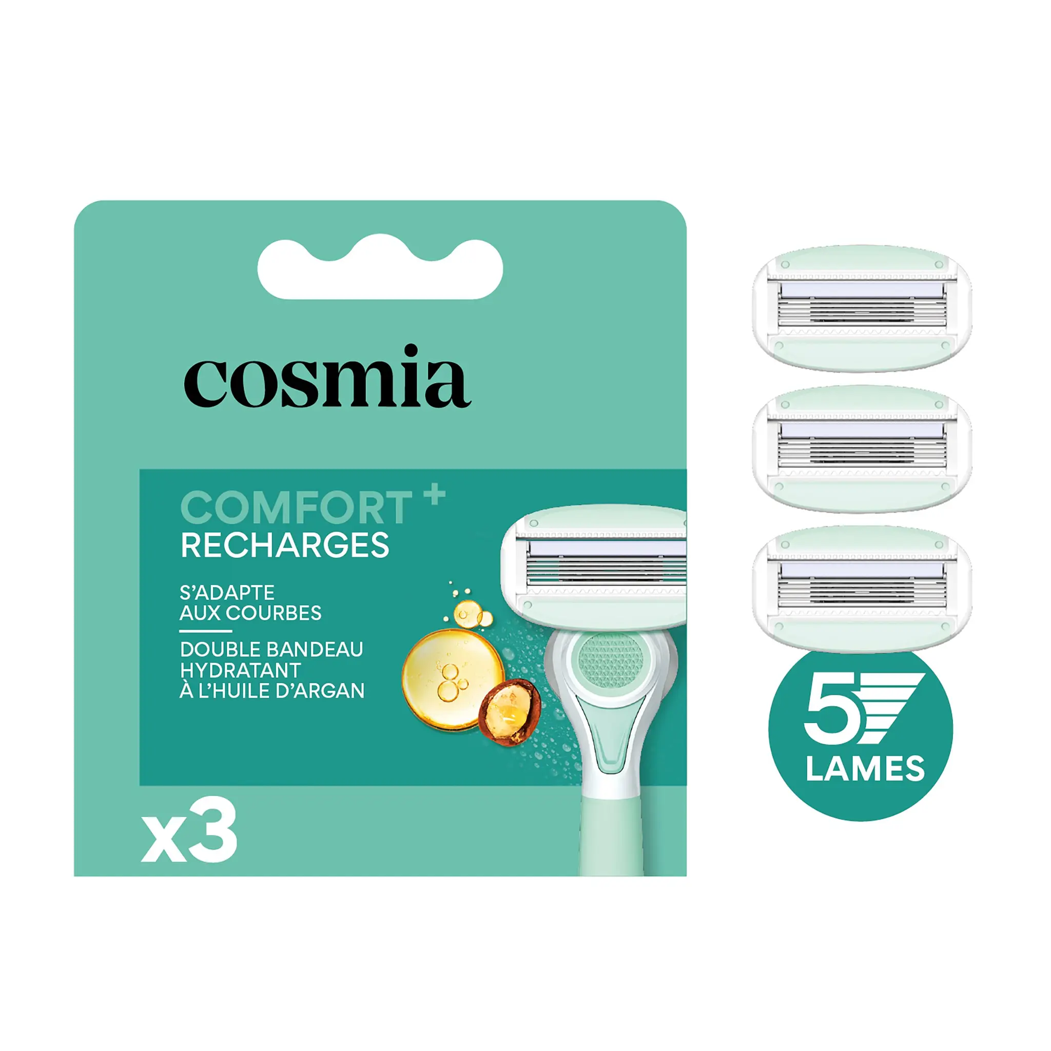 COSMIA Comfort+ recharges lames de rasoirs 5 lames