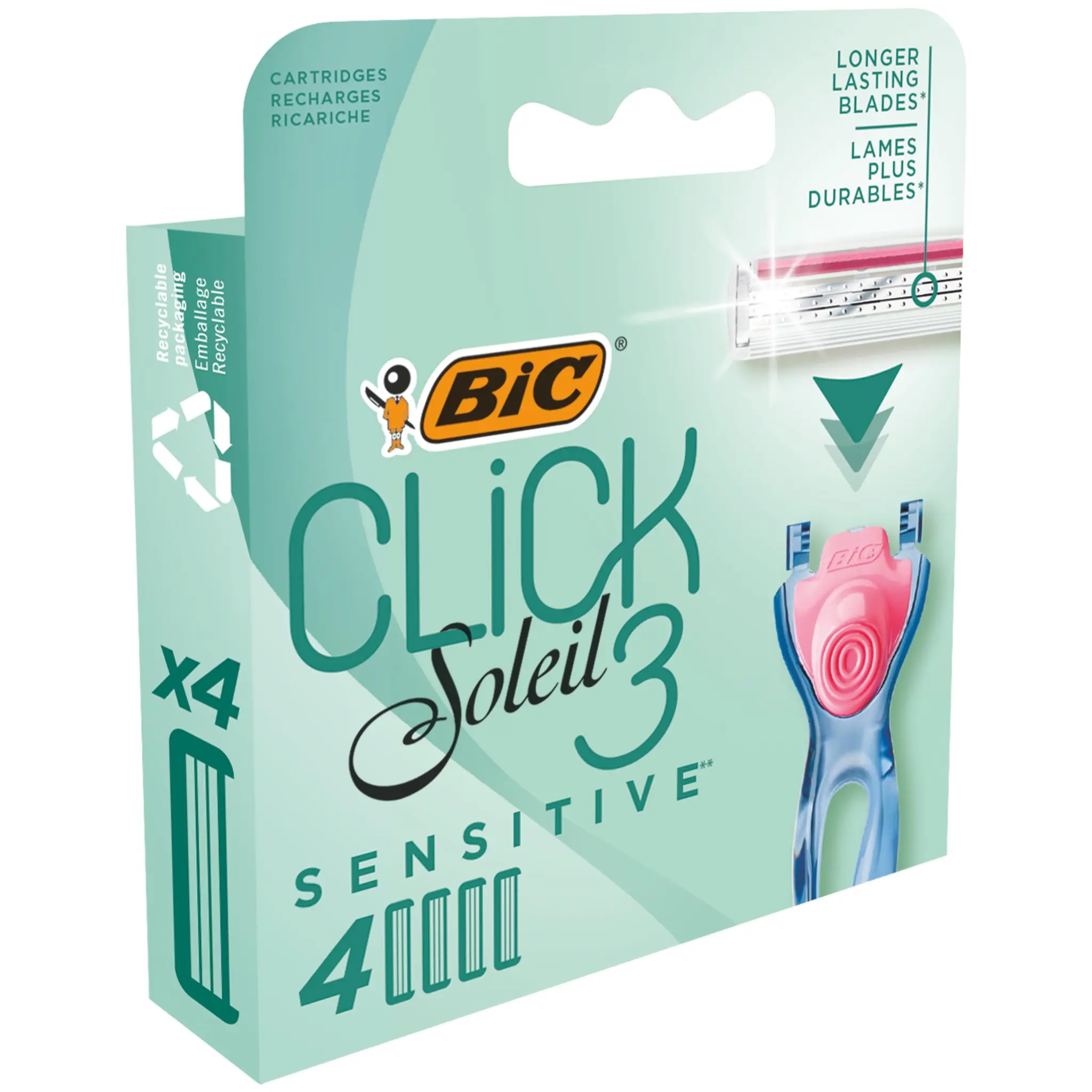 BIC Recharge lames de rasoir système clic soleil 3 sensitive