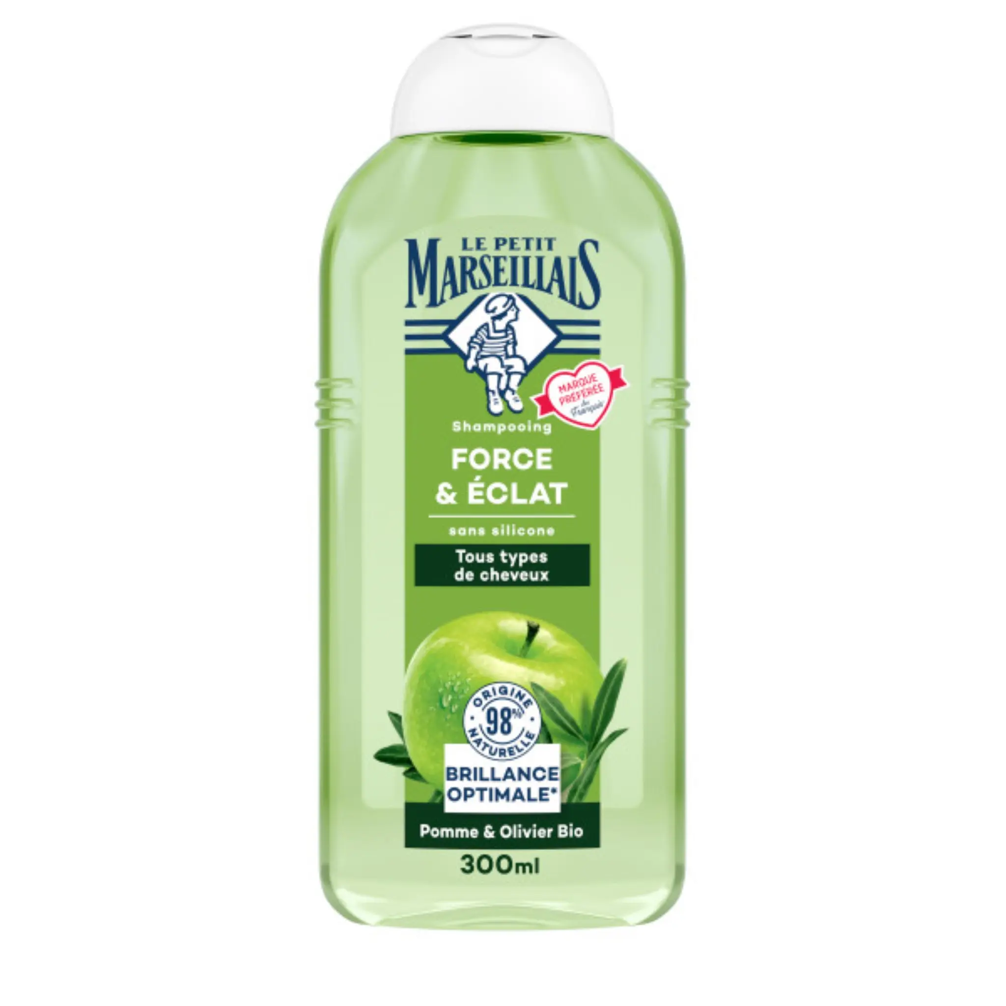 LE PETIT MARSEILLAIS Shampoing force et éclat pomme et olivier bio tous types de cheveux sans silicone