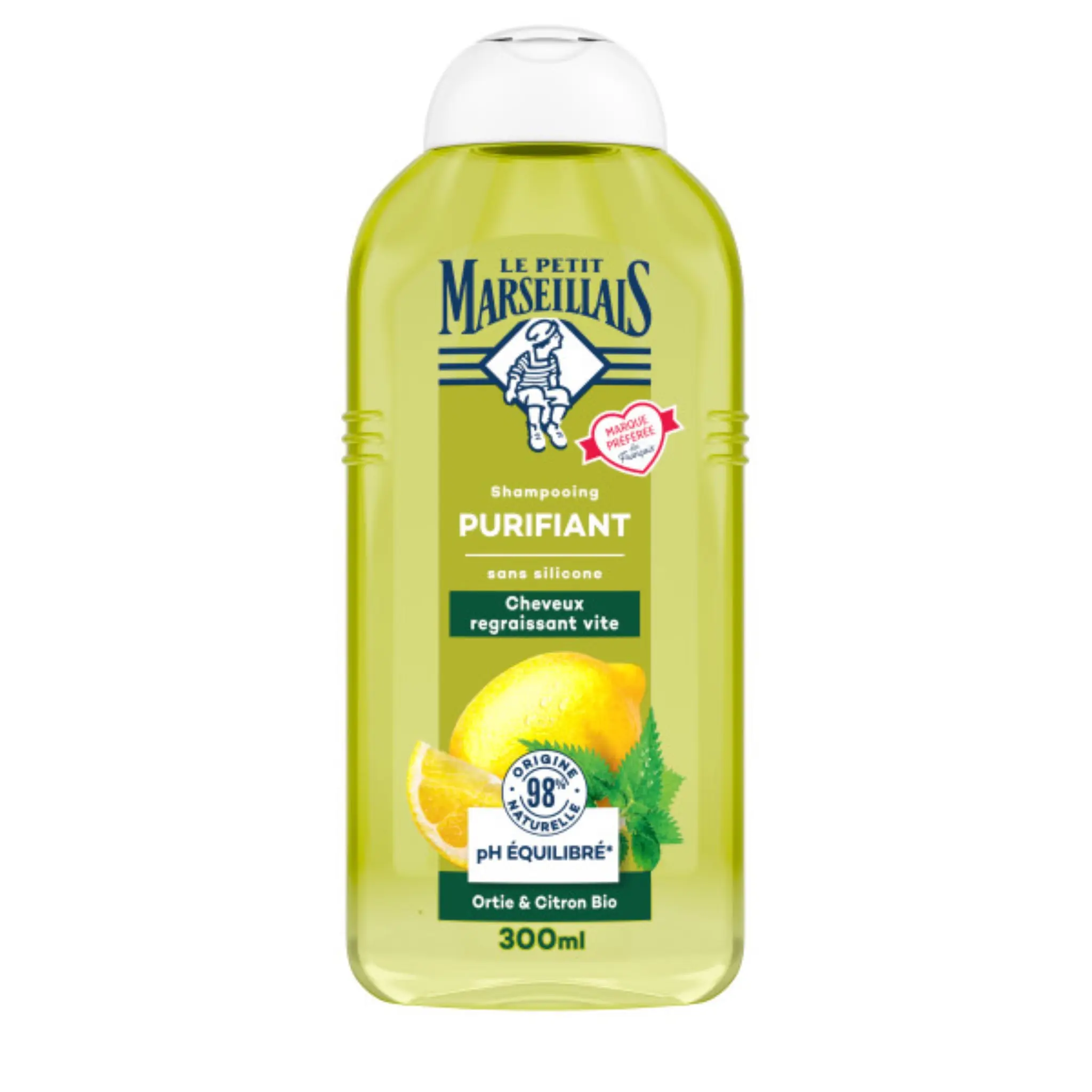 LE PETIT MARSEILLAIS Shampoing purifiant ortie et citron bio sans silicone cheveux regraissant vite