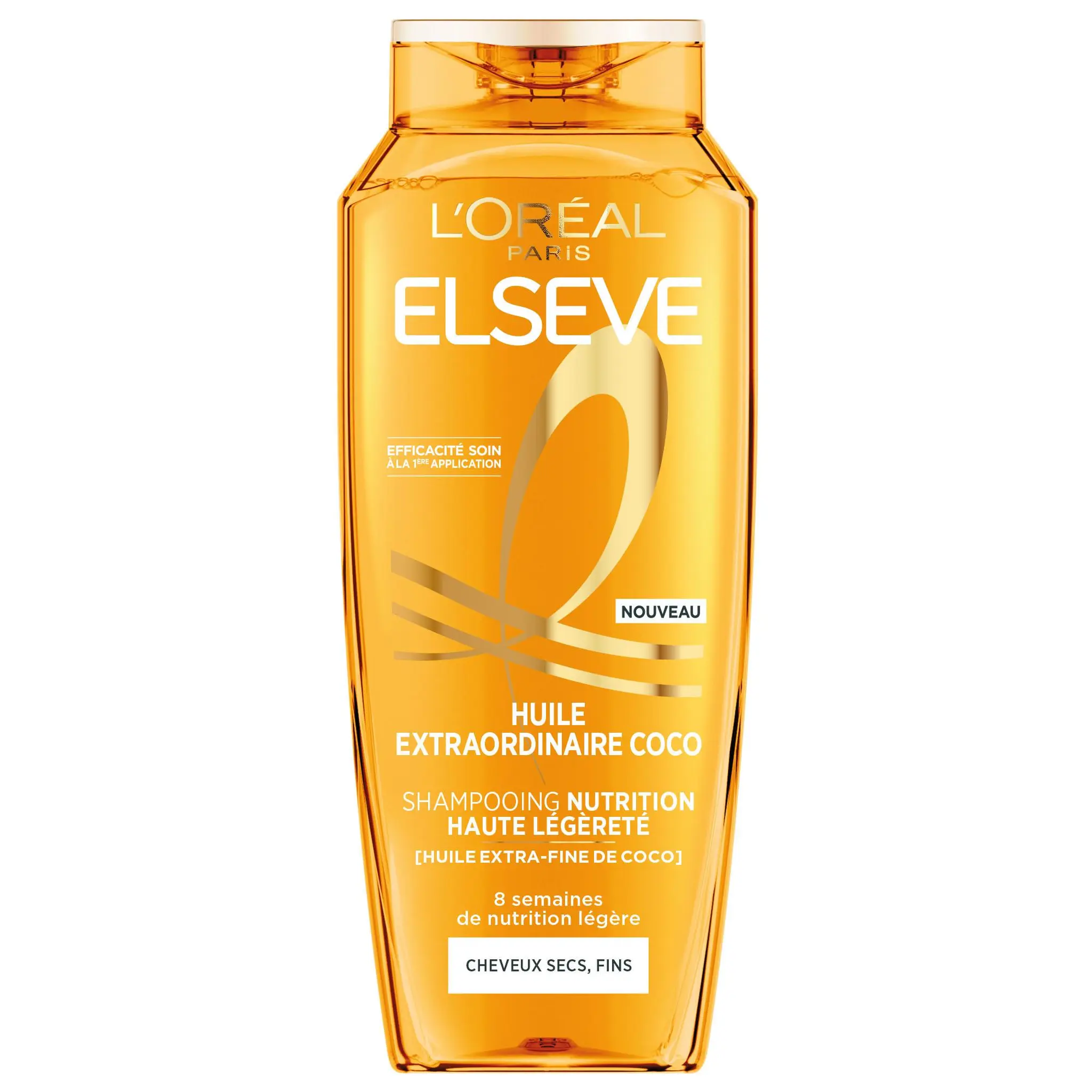 ELSEVE Huile Extraordinaire Shampoing nutrition haute légèreté cheveux secs et fins huile de coco