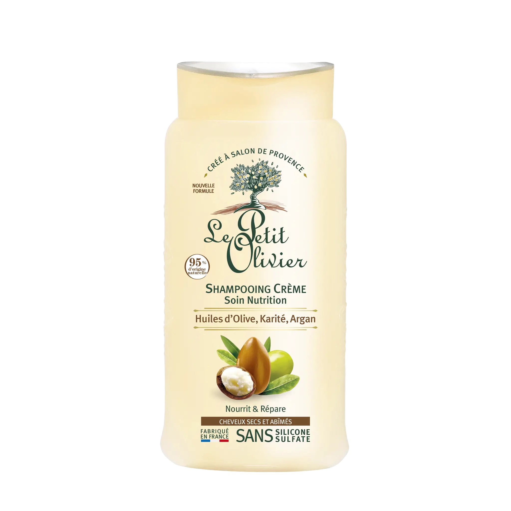 LE PETIT OLIVIER Shampoing crème soin nutrition huiles d'olive karité et d'argan cheveux secs et abîmés