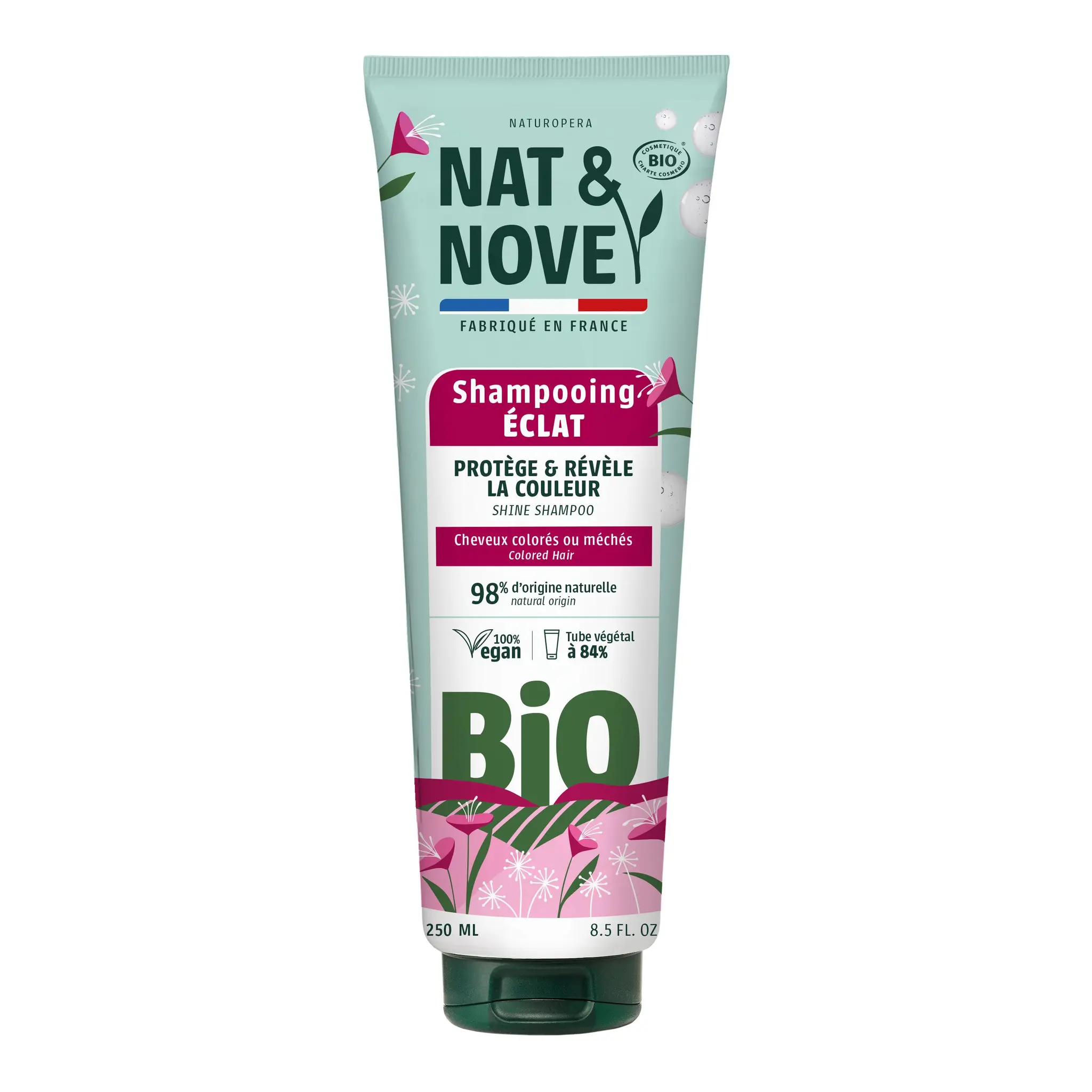 NAT&NOVE Shampoing bio couleur éclatante cheveux colorés ou méchés