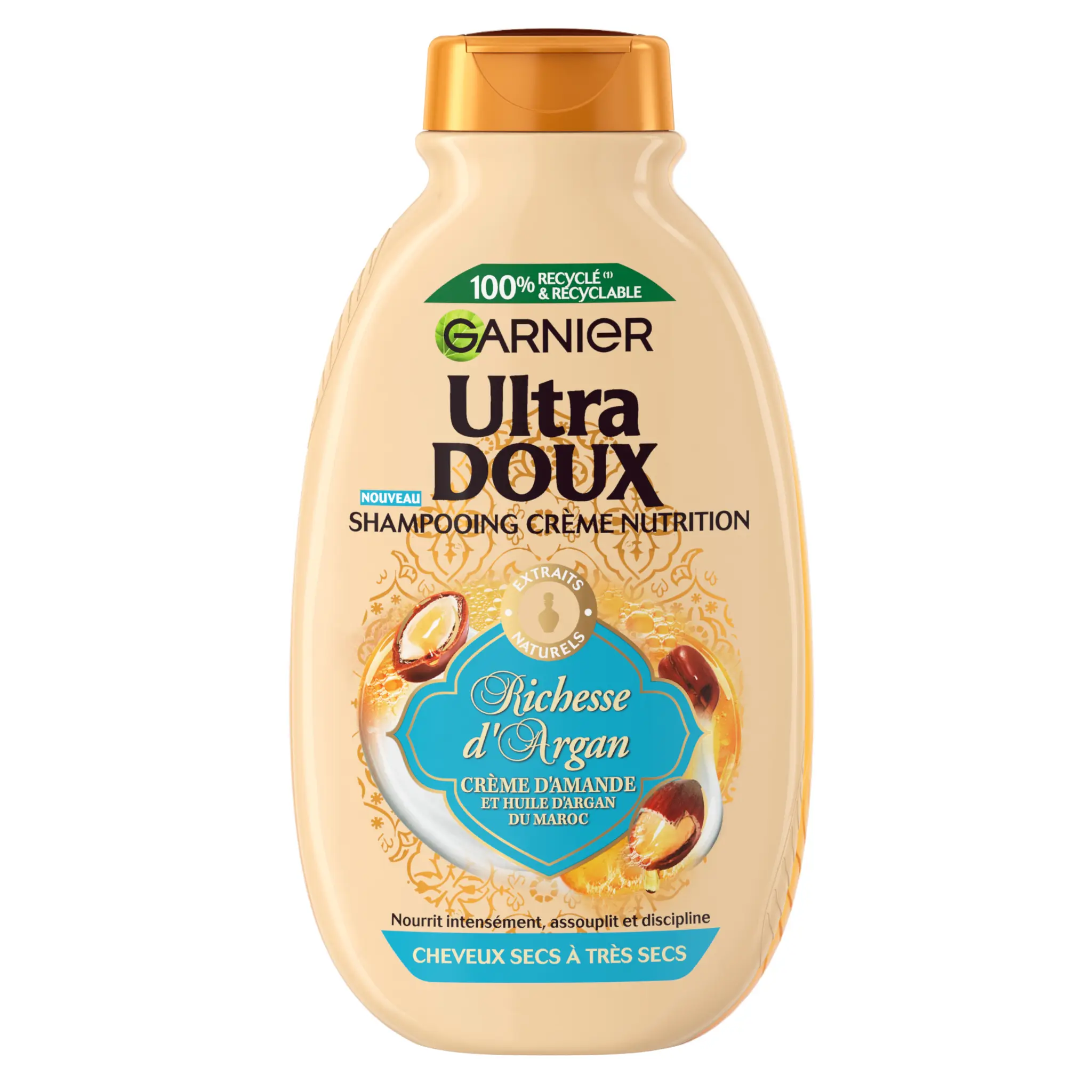 GARNIER ULTRA DOUX Shampoing crème nutrition richesse d'argan cheveux secs à très secs