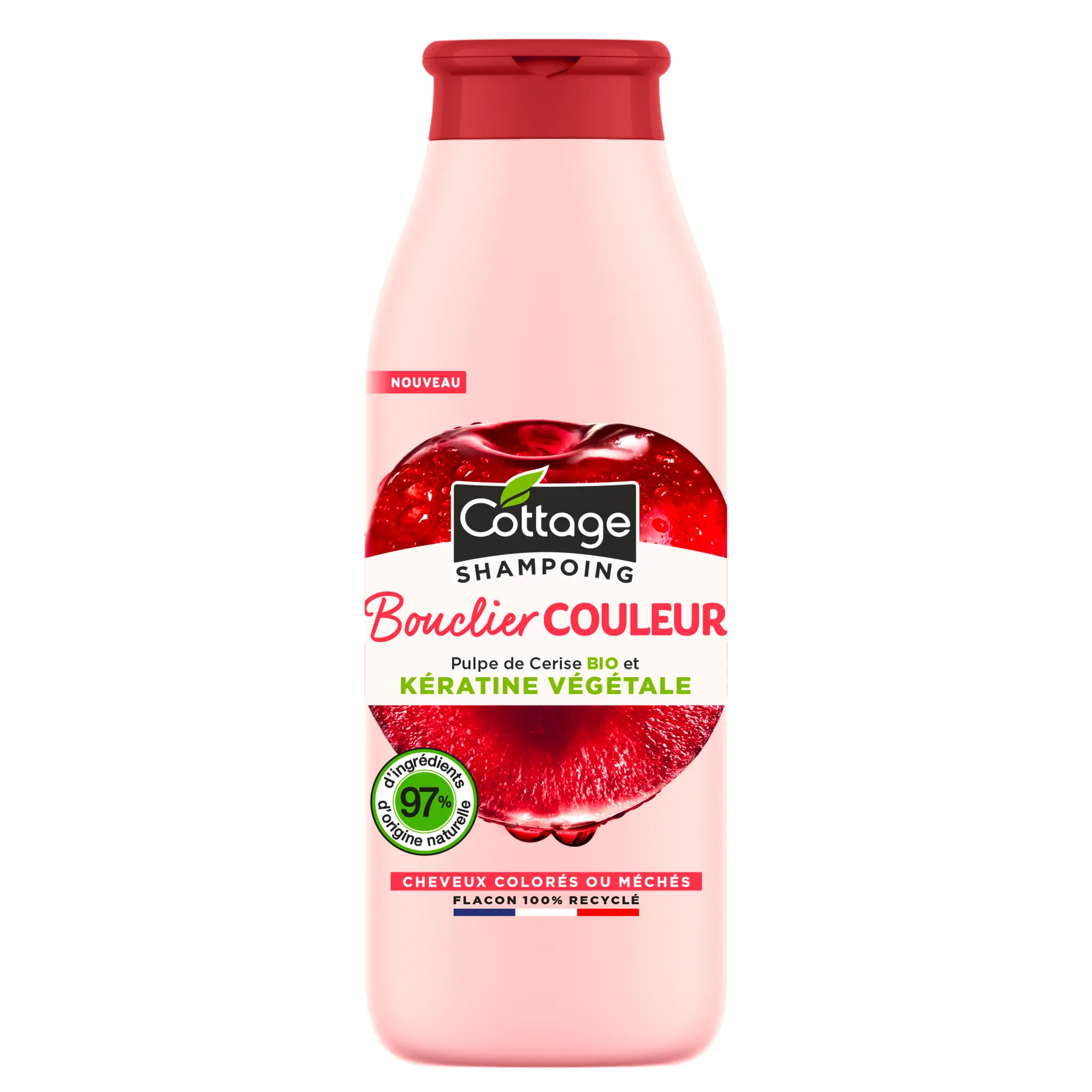 COTTAGE Shampoing bouclier couleur pulpe de cerise keratine végétal cheveux colorés ou méchés