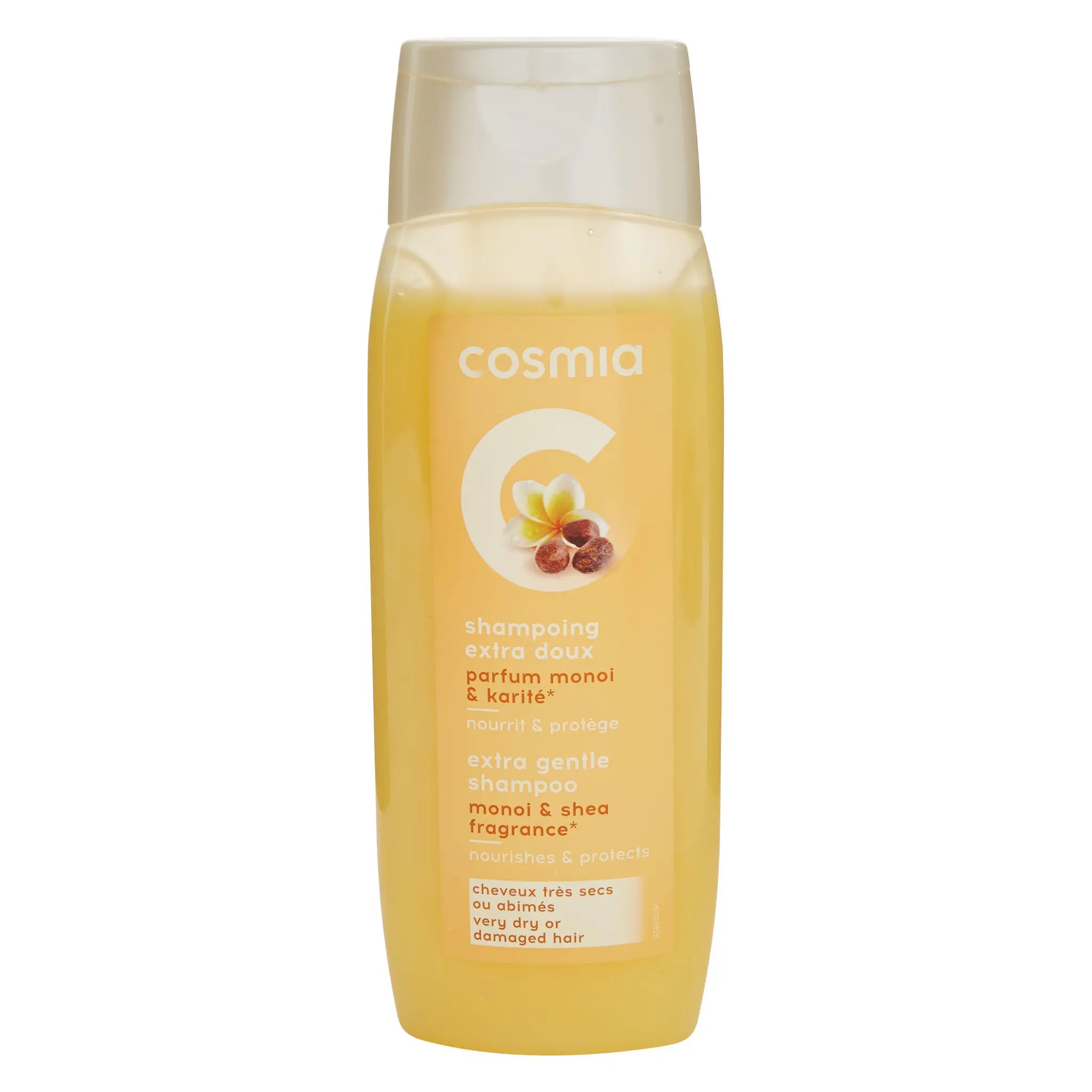 COSMIA Shampoing extra doux monoï et karité cheveux très secs ou abîmés