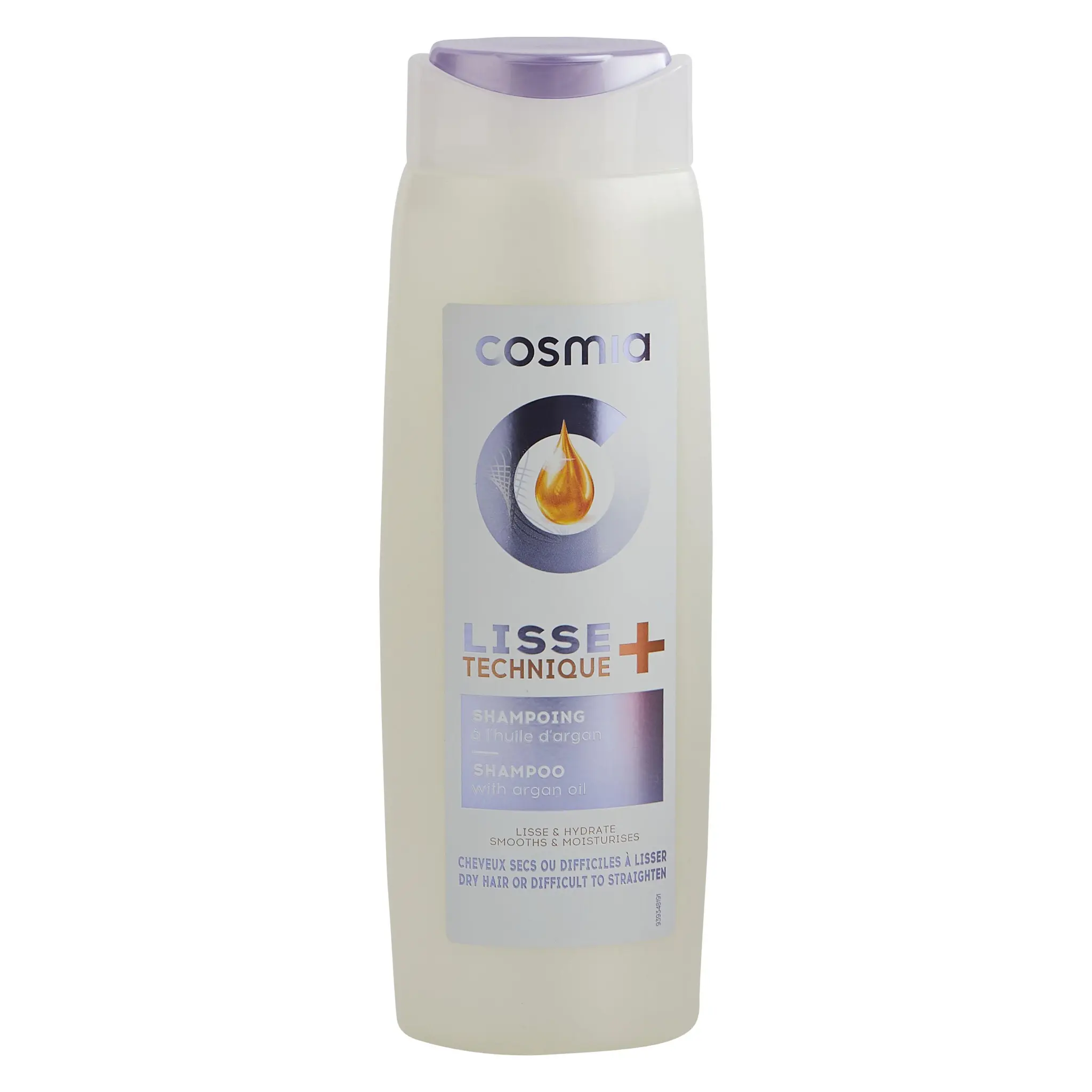 COSMIA Shampoing lisse+ à l'huile d'argan cheveux secs ou difficile à lisser