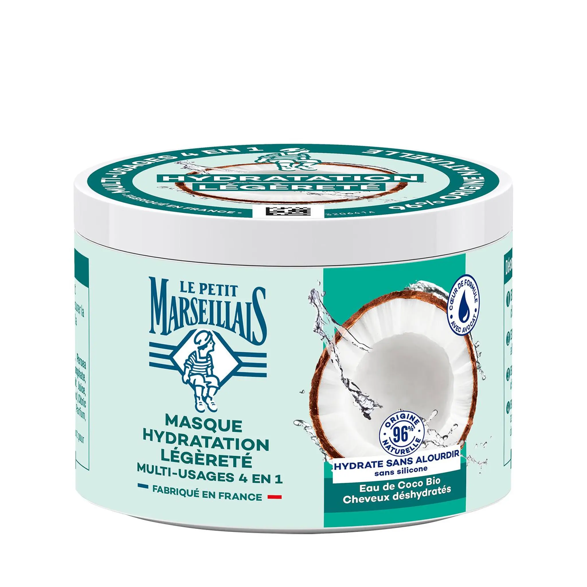 LE PETIT MARSEILLAIS Masque cheveux 4 en 1 hydratant eau de coco bio cheveux déshydratés