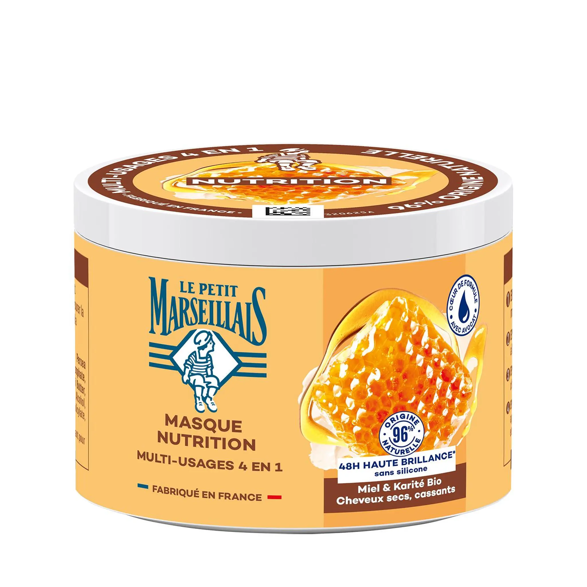 LE PETIT MARSEILLAIS Masque cheveux 4 en 1 nutrition miel et karité bio cheveux secs et cassants