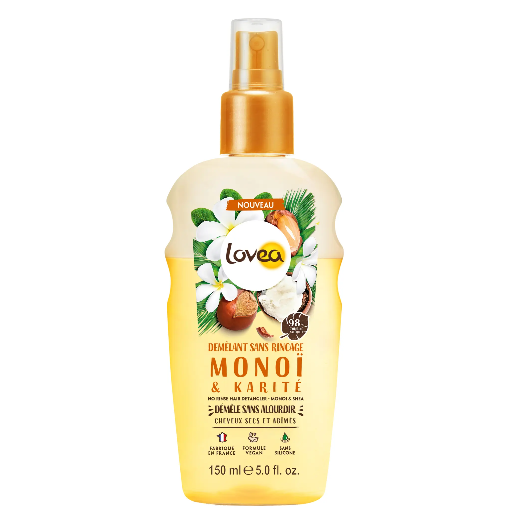 LOVEA Spray démêlant au monoï et karité cheveux secs et abîmés