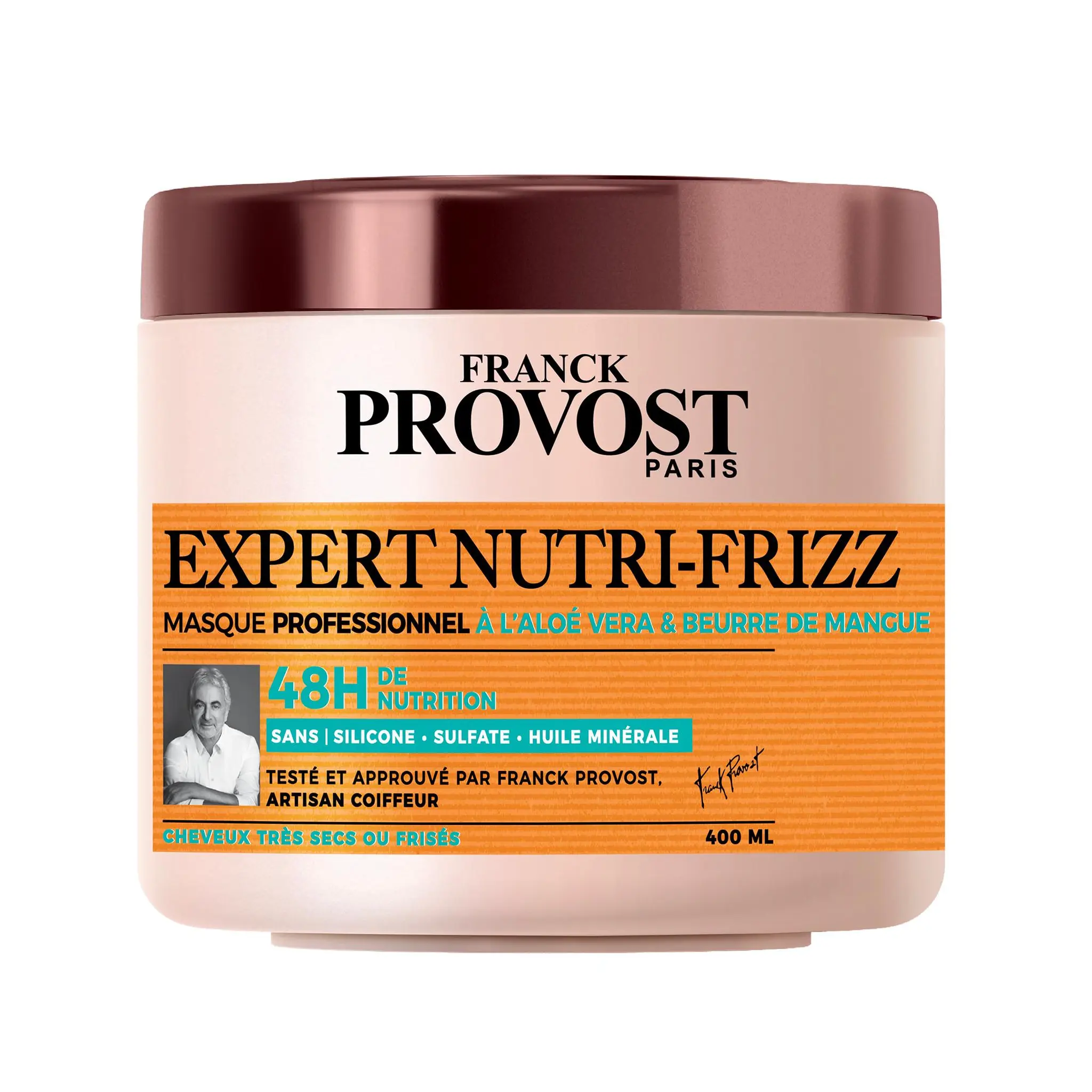 FRANCK PROVOST Expert Nutri-Frizz masque sans silicone à l'aloe vera et beurre de mangue cheveux très secs ou frisés