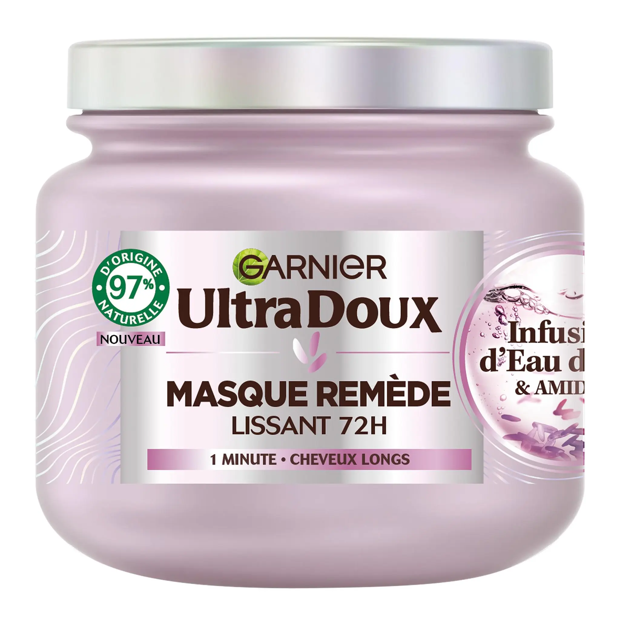 GARNIER ULTRA DOUX Masque remède lissant 72h infusion d'eau de riz & amidon pour cheveux longs