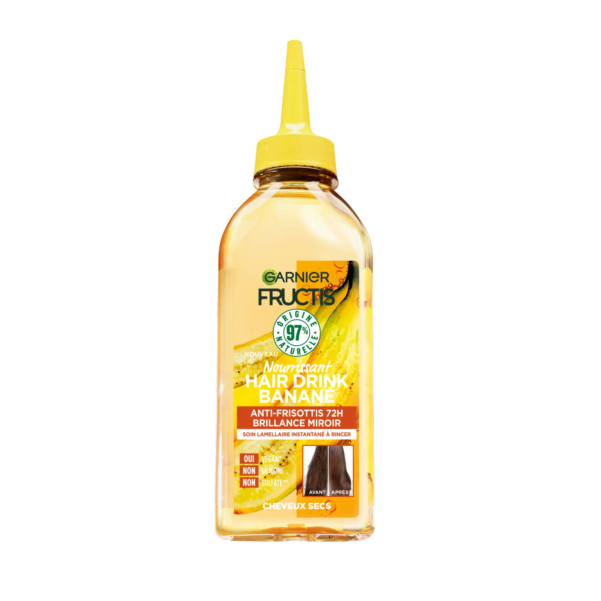 FRUCTIS Hair Drink banane nourrissant anti-frisottis 72h brillance miroir pour cheveux secs