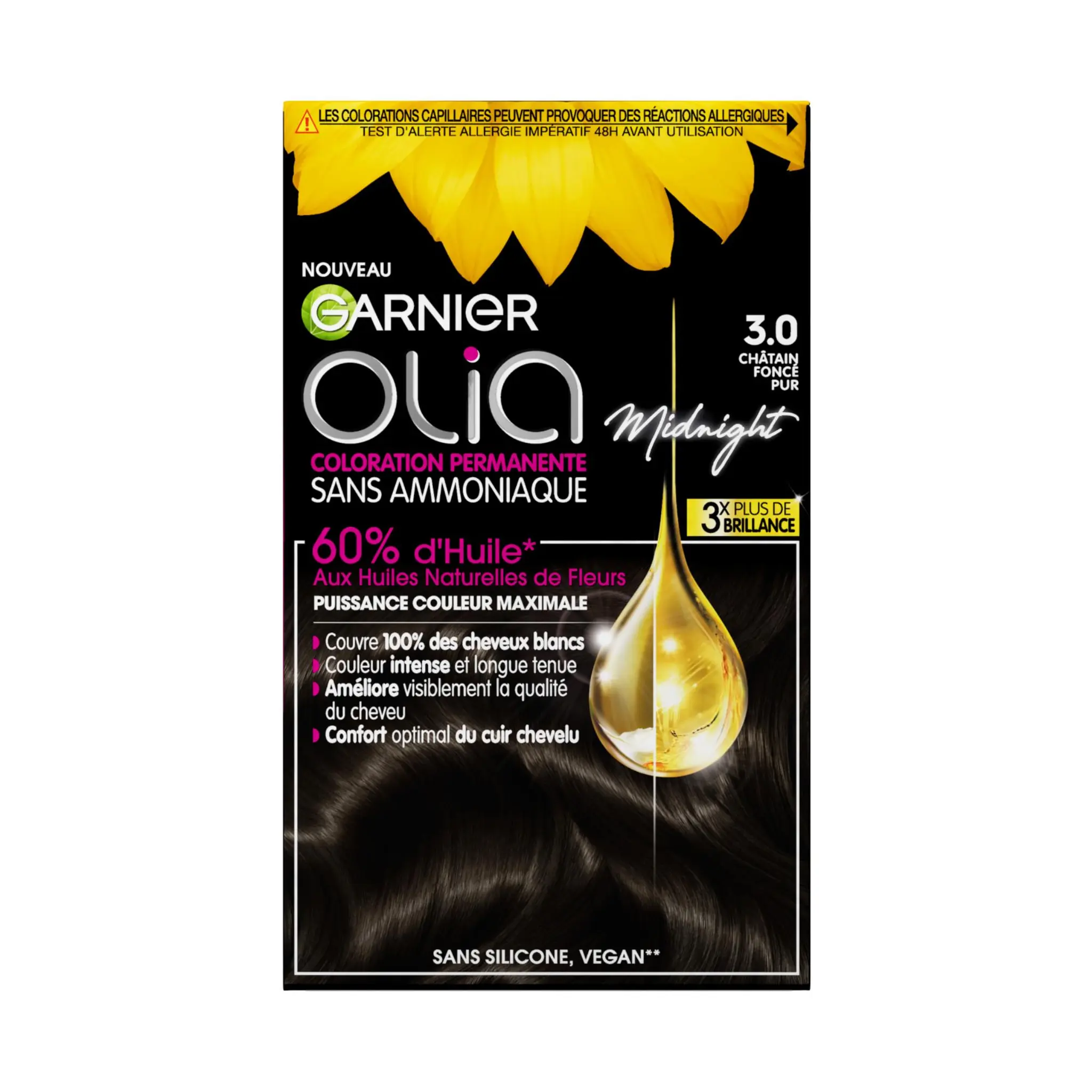 GARNIER Olia Coloration permanente sans ammoniaque 3.0 châtain foncé pur