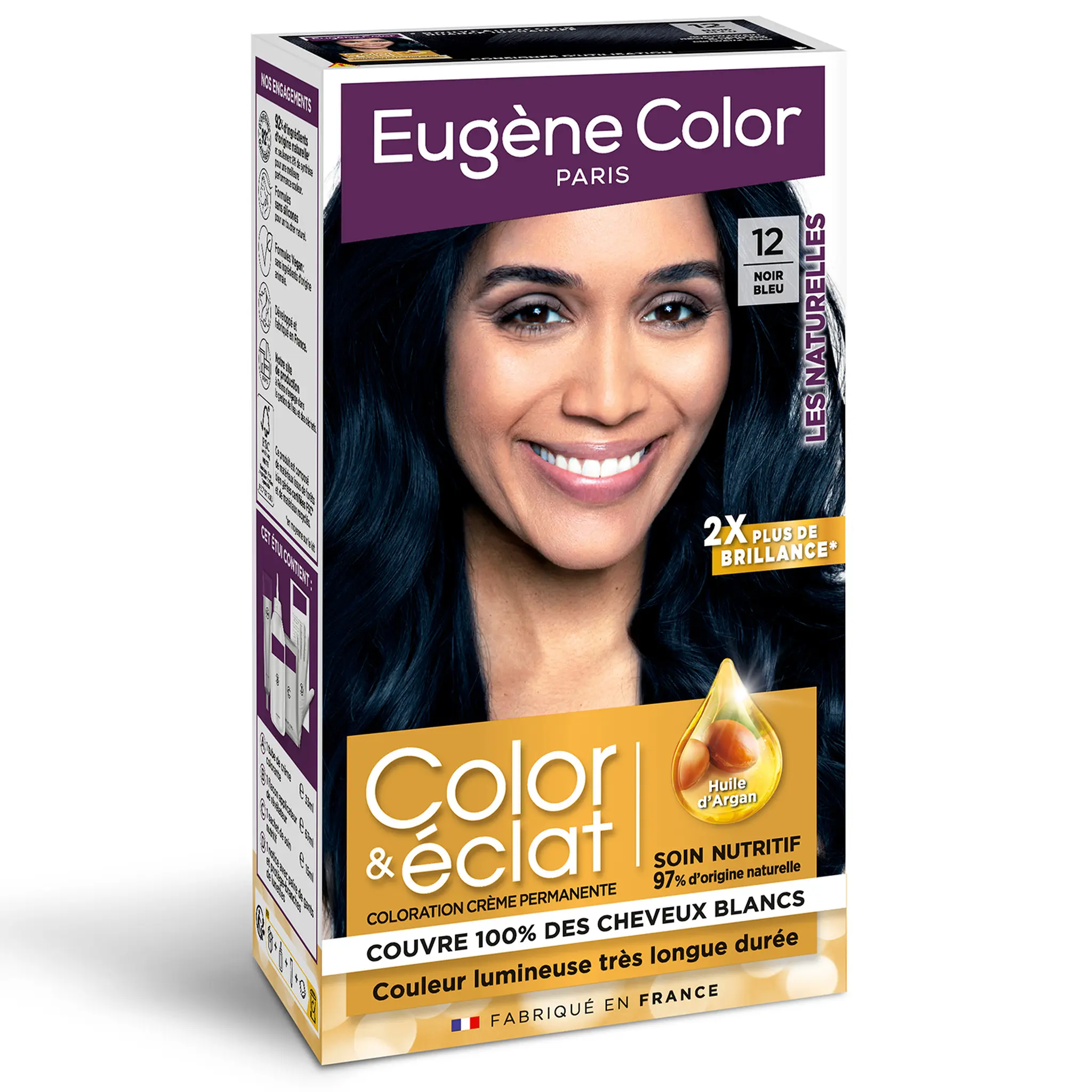 EUGENE COLOR Color & éclat coloration crème permanente 12 noir bleu