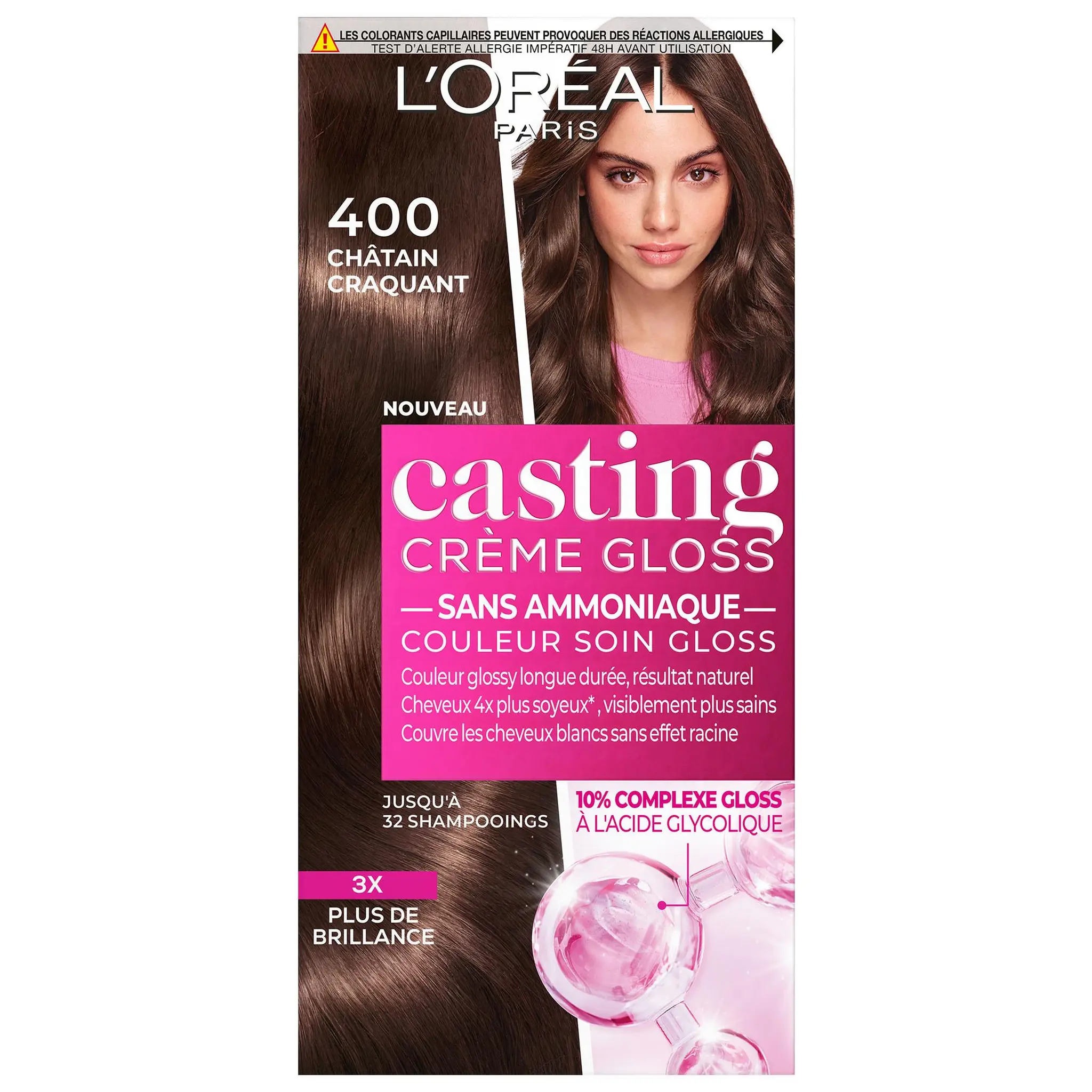 L'OREAL Casting crème gloss coloration sans ammoniaque 400 châtain craquant