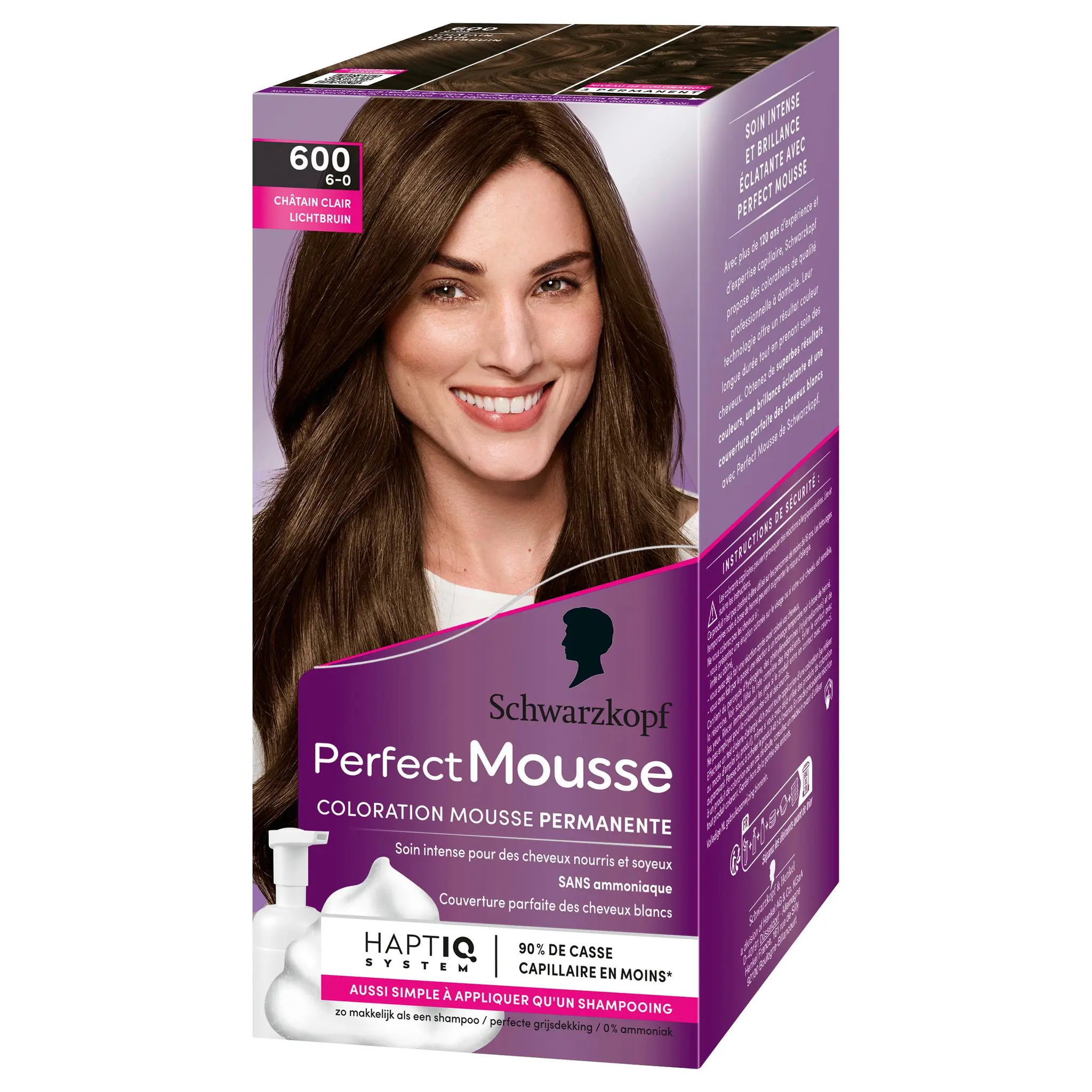 SCHWARZKOPF Perfect Mousse Coloration mousse permanente châtain clair 600