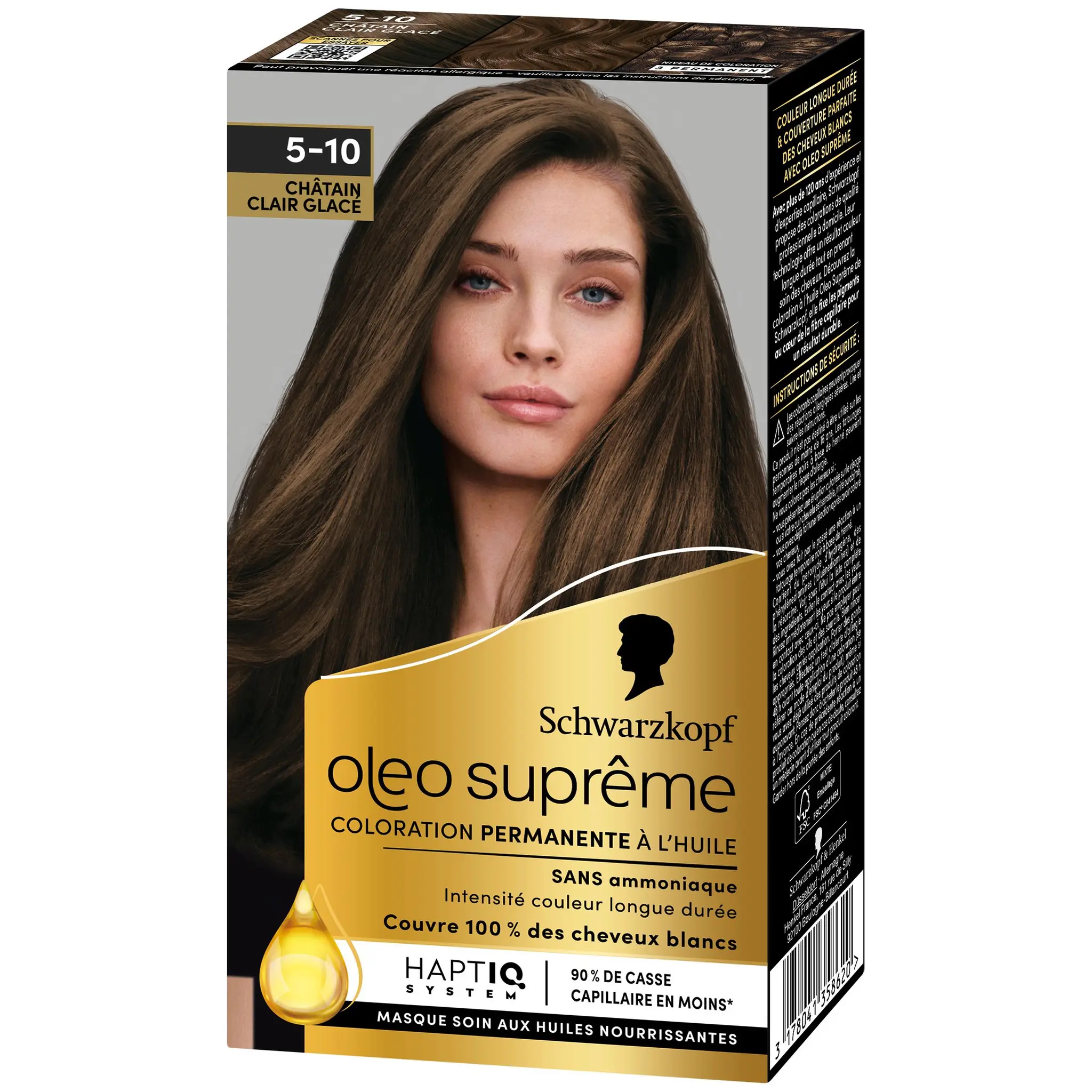 SCHWARZKOPF Oleo suprême coloration permanente 5.10 châtain clair glacé
