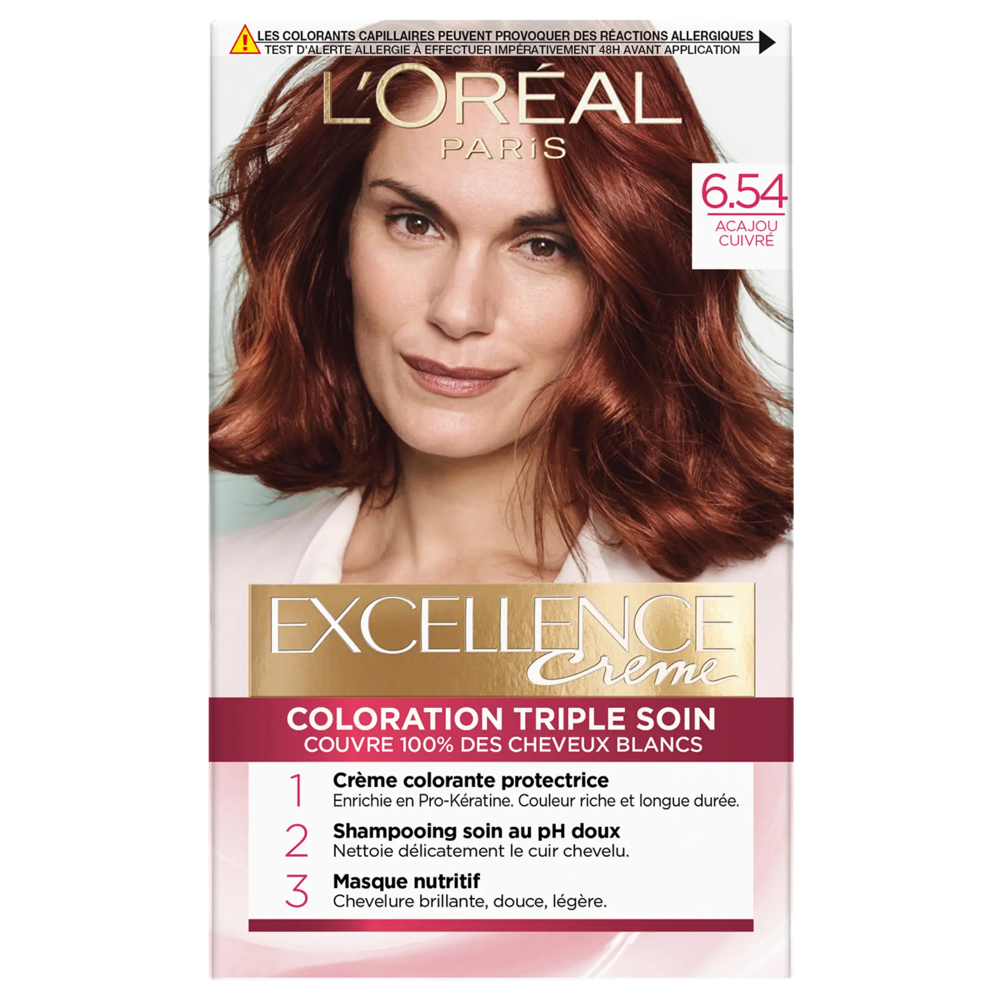 L'OREAL Excellence coloration triple soin 6.54 acajou cuivré