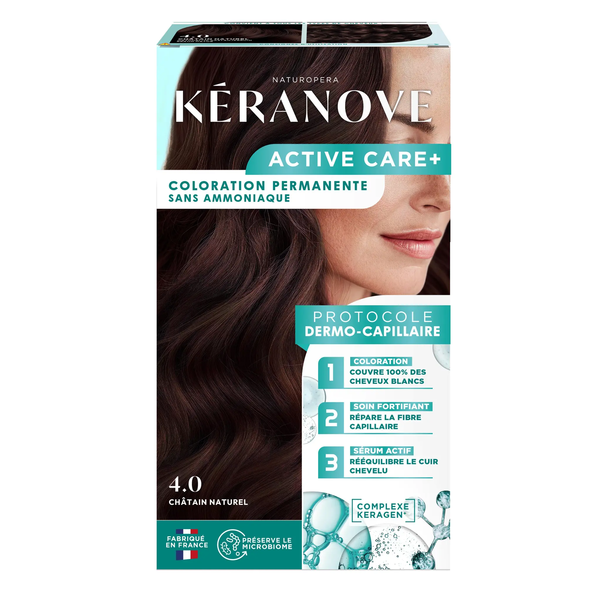 KERANOVE Active Care+ Coloration permanente 4.0 châtain naturel