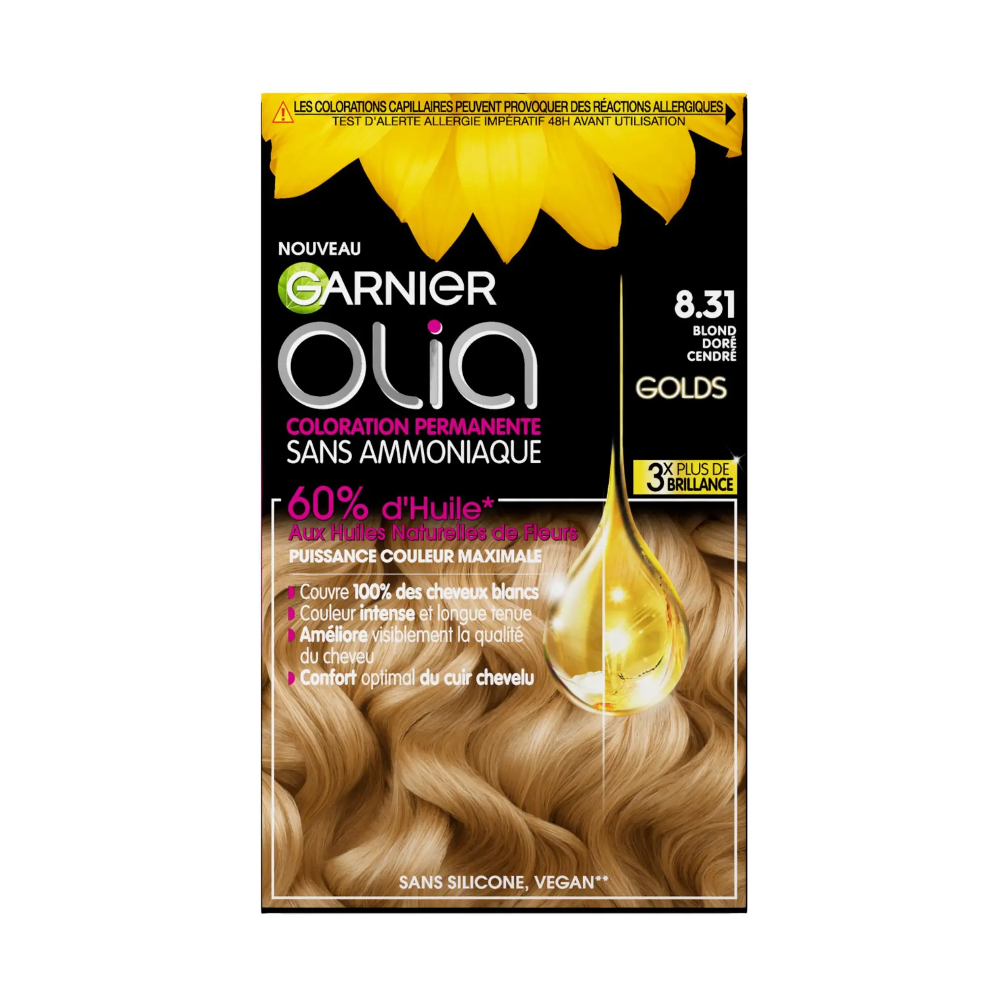 GARNIER Olia Coloration permanente sans ammoniaque 8.31 blond doré cendré