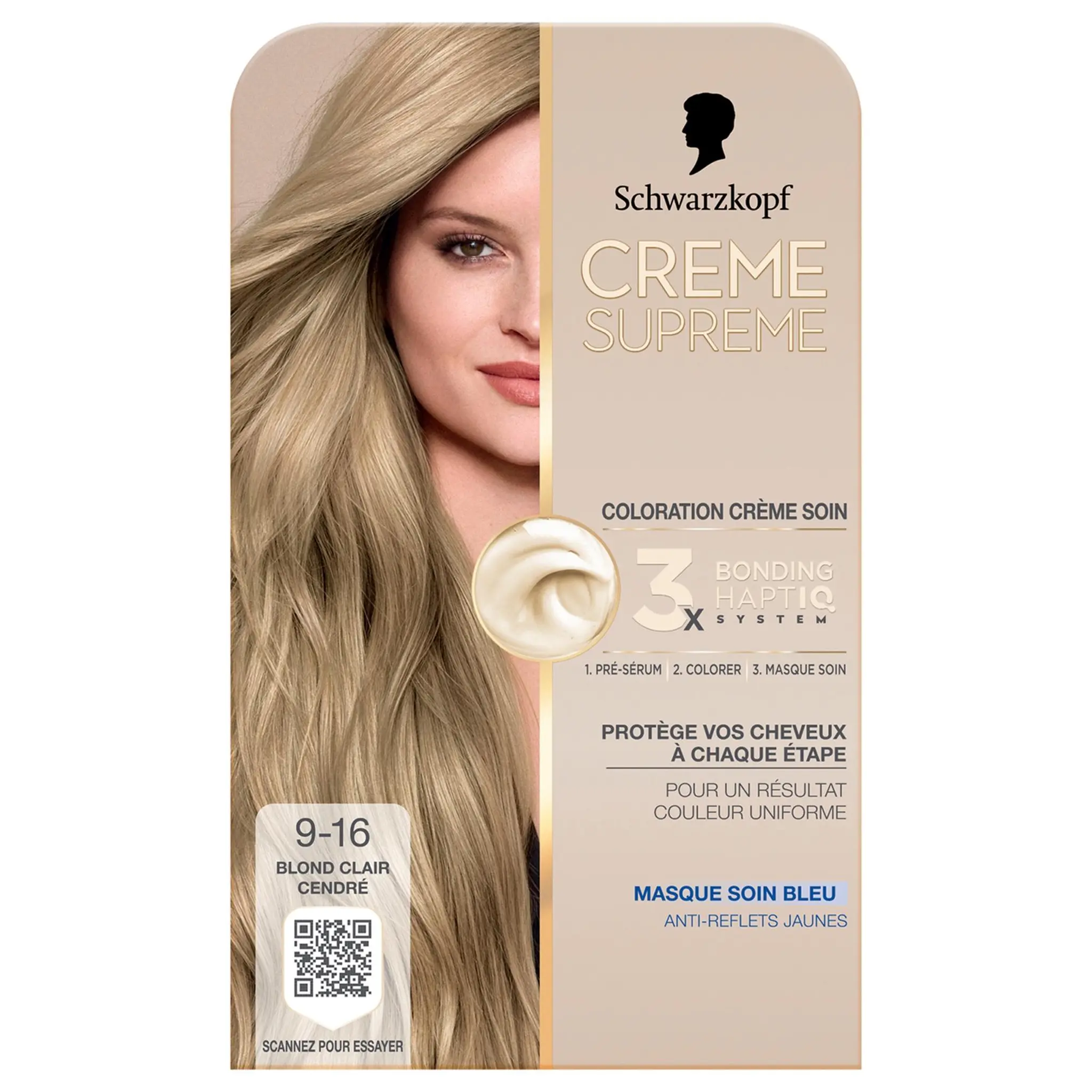 SCHWARZKOPF Crème Suprême Coloration 9.16 blond clair cendré