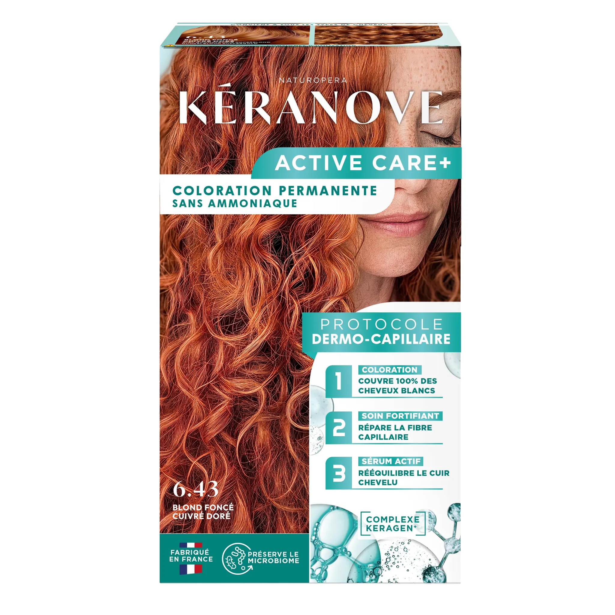 KERANOVE Active Care+ Coloration permanente 6.43 blond foncé cuivré doré