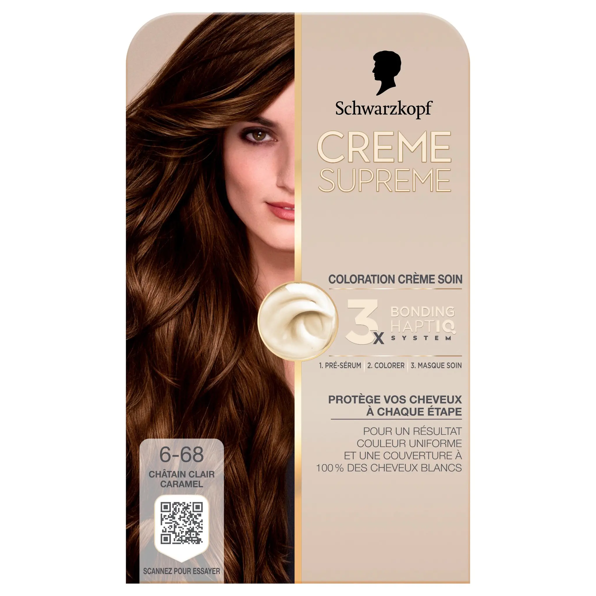 SCHWARZKOPF Crème Suprême Coloration 6.68 châtain clair caramel