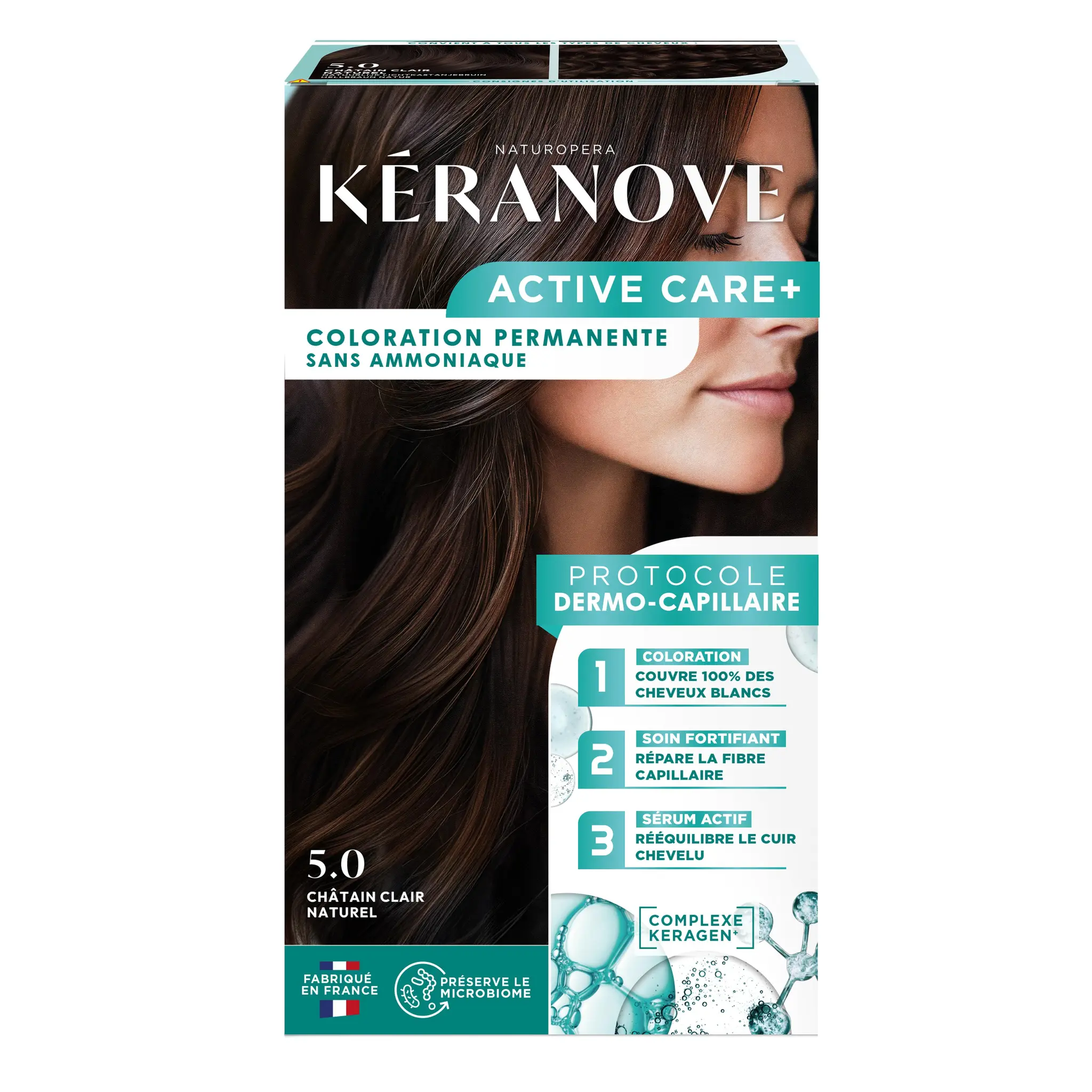 KERANOVE Active Care+ Coloration permanente 5.0 châtain clair naturel