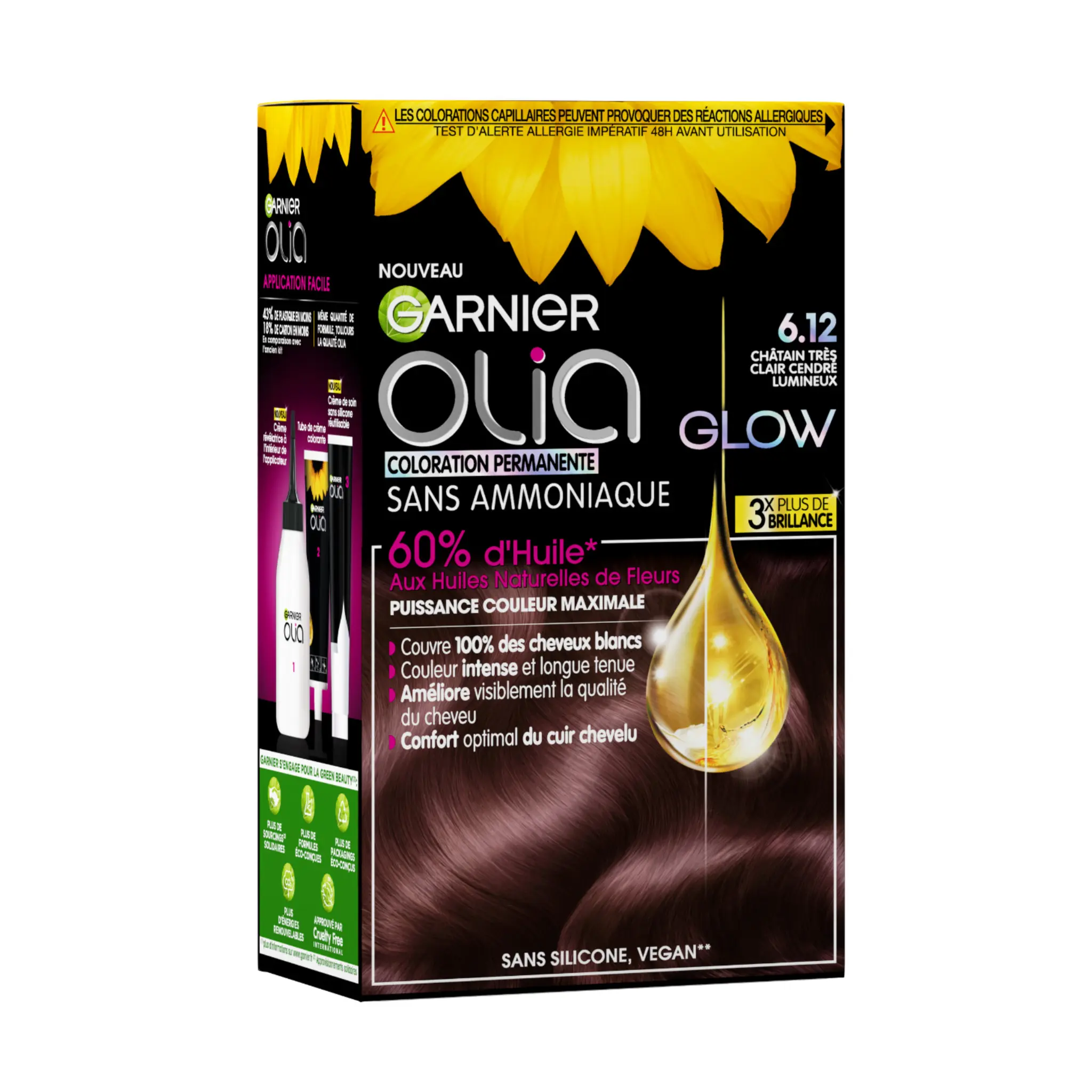 GARNIER Olia Coloration 6.12 châtain très clair cendré lumineux