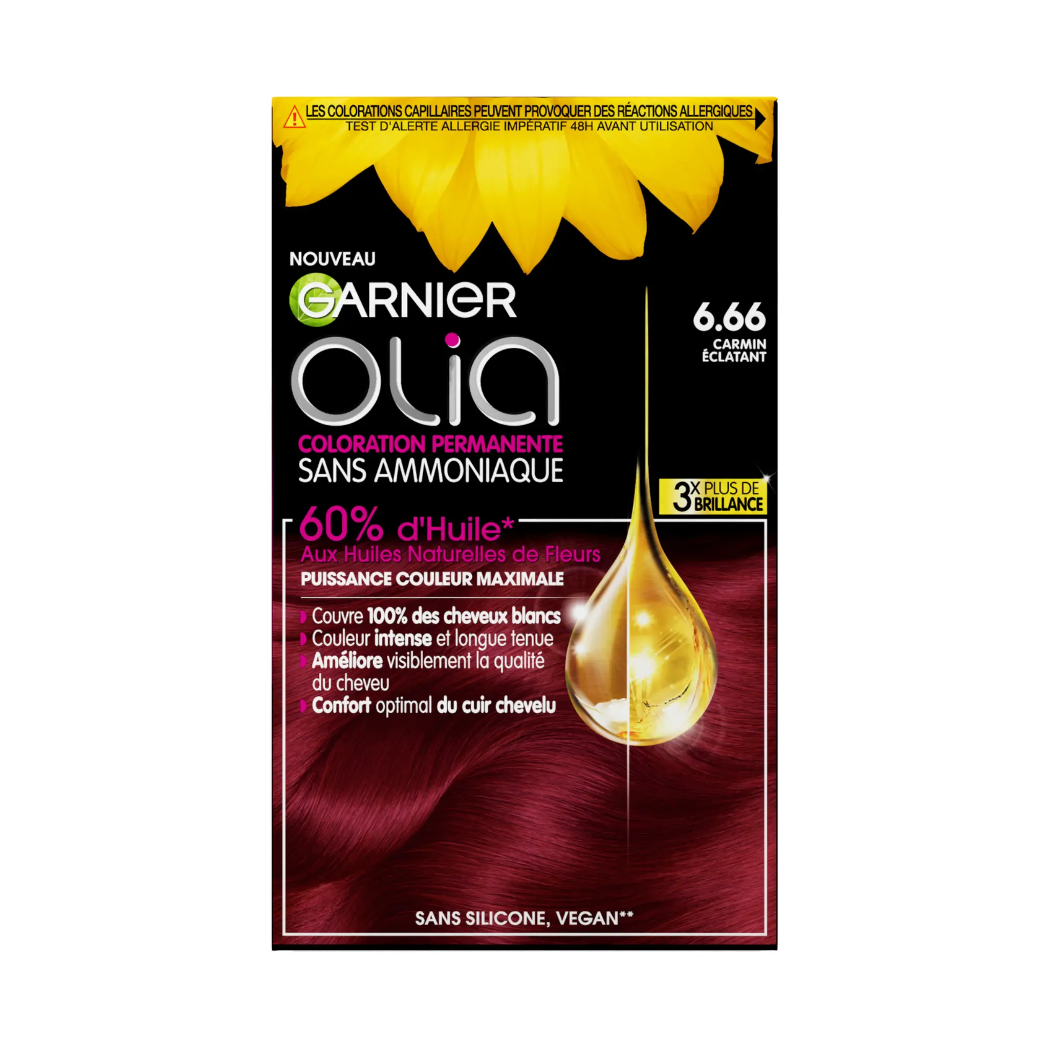 GARNIER Olia coloration permanente sans ammoniaque 6.66 carvin éclatant