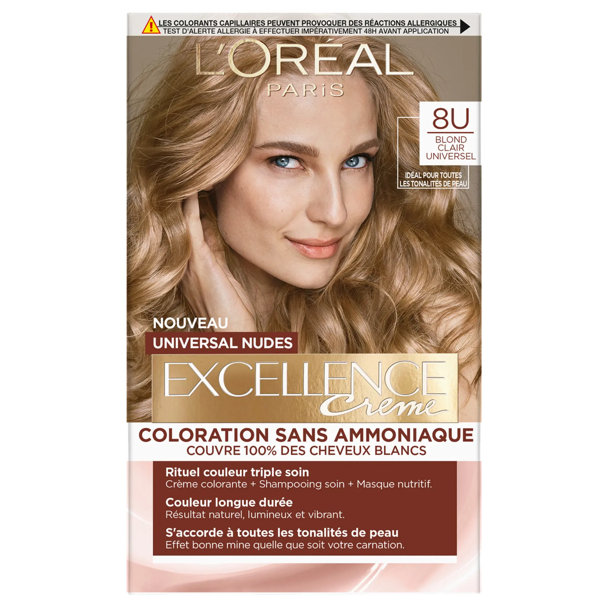 L'OREAL Excellence creme coloration sans ammoniaque 8U blond clair universel