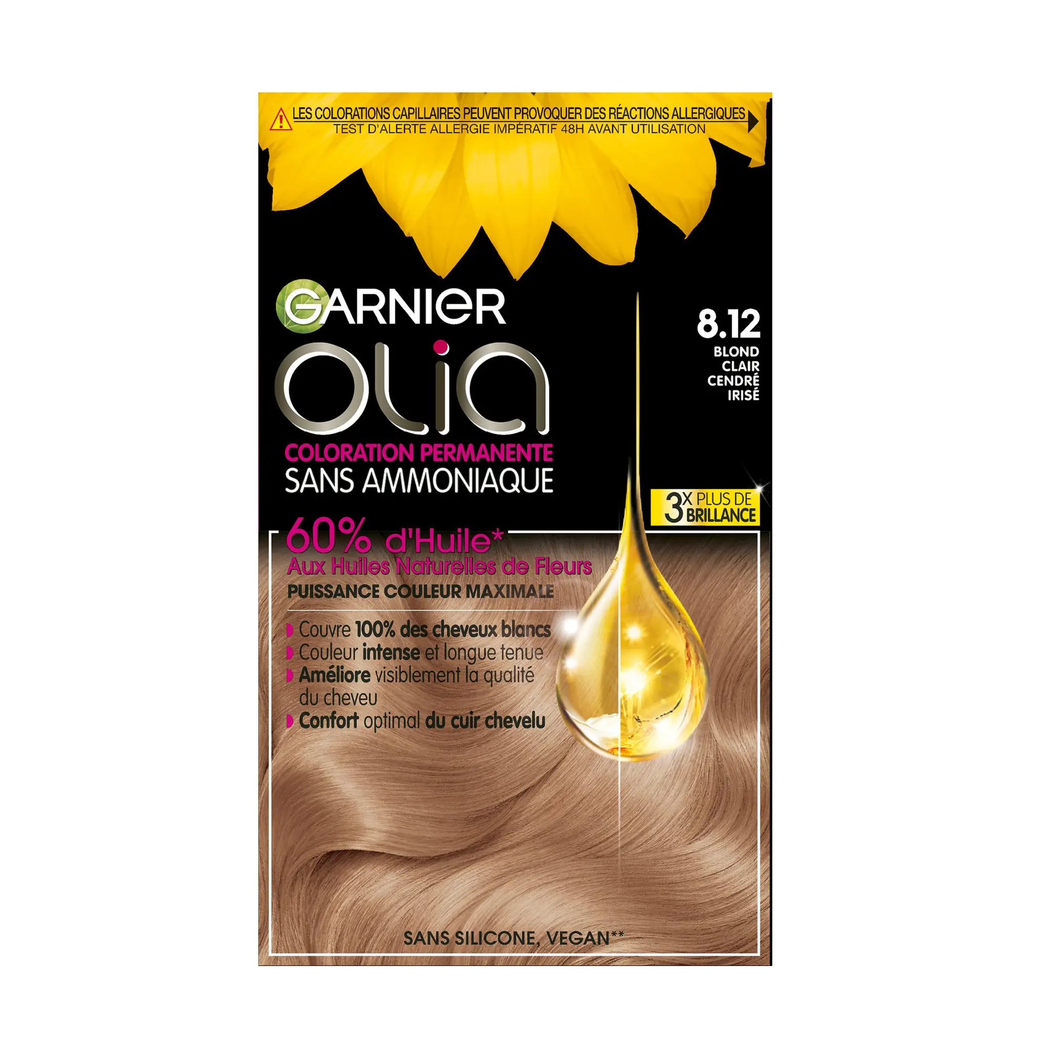 GARNIER Olia Coloration permanente sans ammoniaque 8.12 blond clair cendré irisé