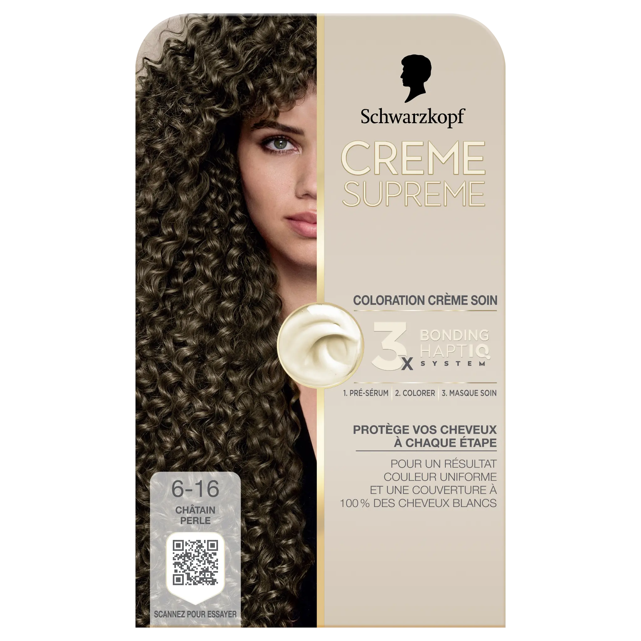 SCHWARZKOPF Crème Suprême Coloration 6-16 châtain perle