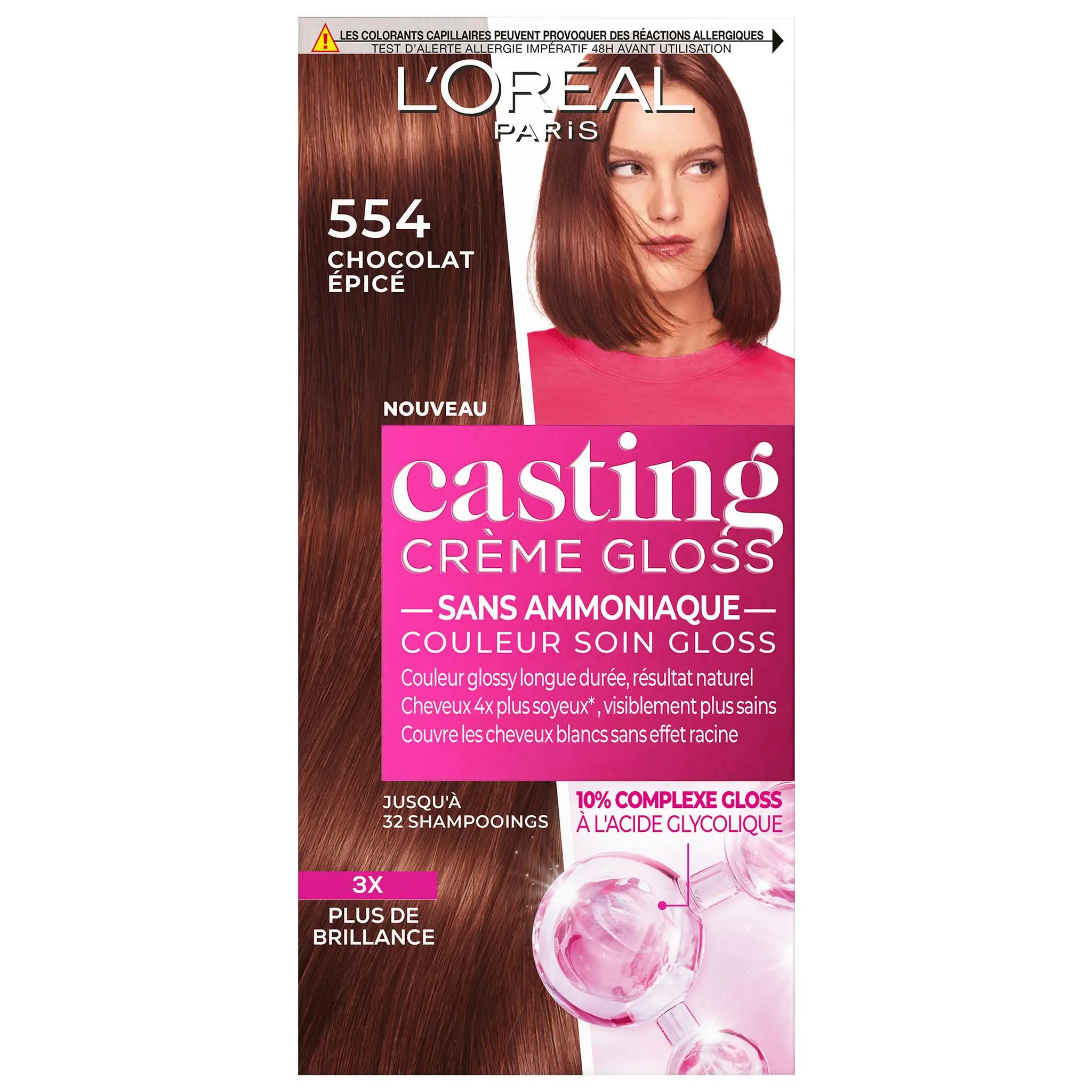 L'OREAL Casting Gloss Coloration ton sur ton sans ammoniaque 554 chocolat épicé