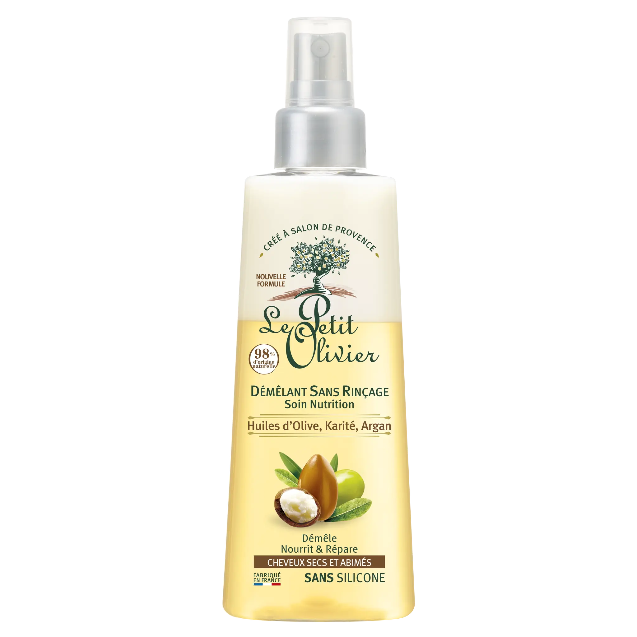 LE PETIT OLIVIER Démêlant sans rinçage soin nutrition huiles d'olive karité et d'argan cheveux secs et abîmés