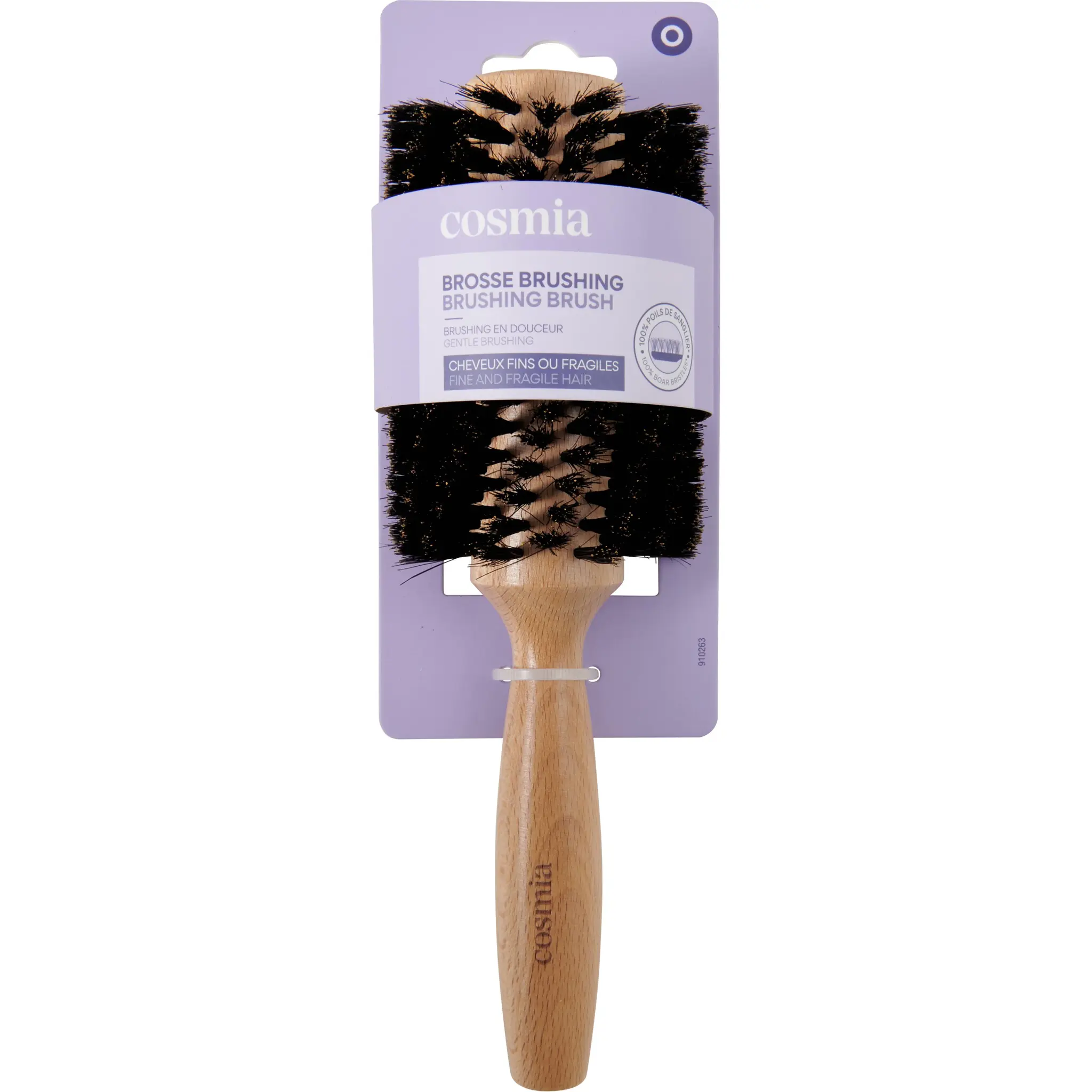COSMIA Brosse brushing en bois cheveux fins ou fragiles
