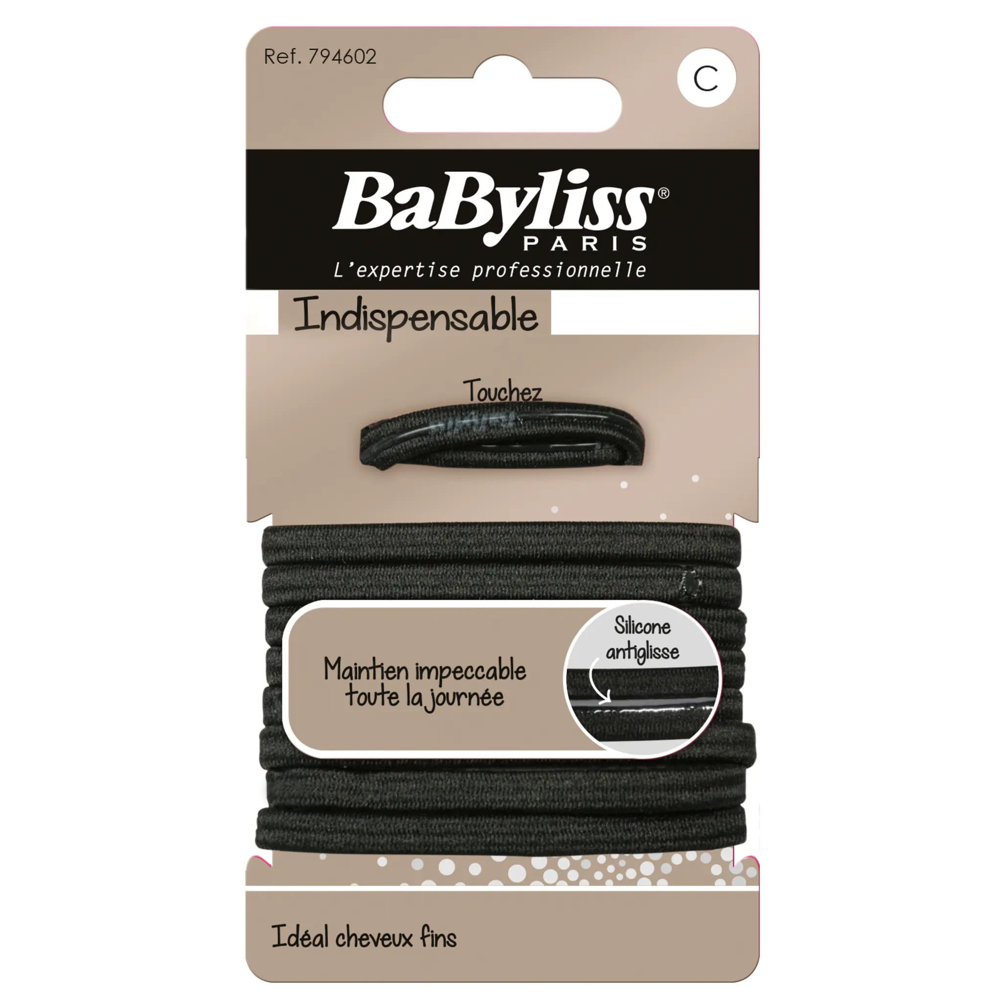 BABYLISS Elastiques antiglisse 6mm noir