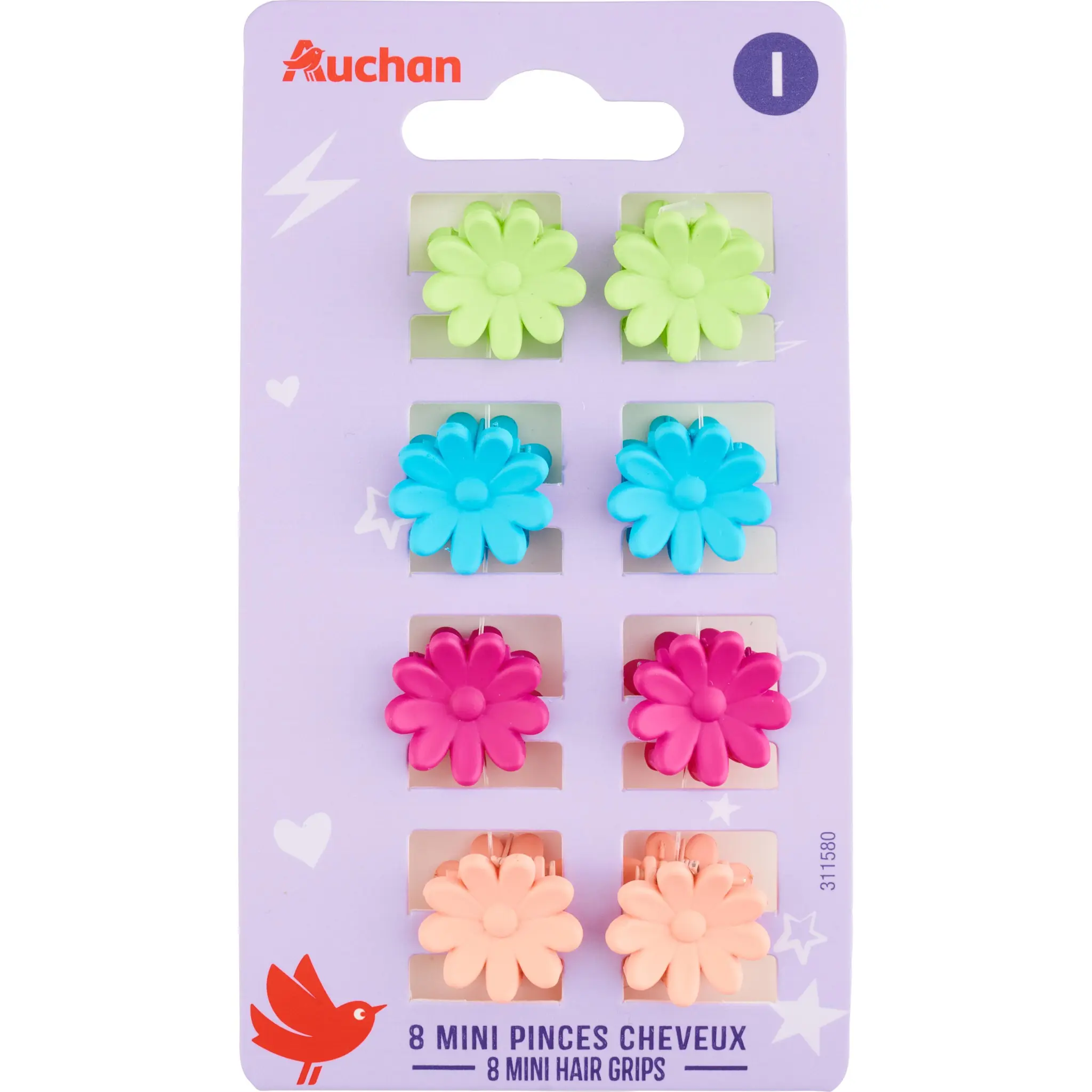 AUCHAN Mini pinces cheveux enfant