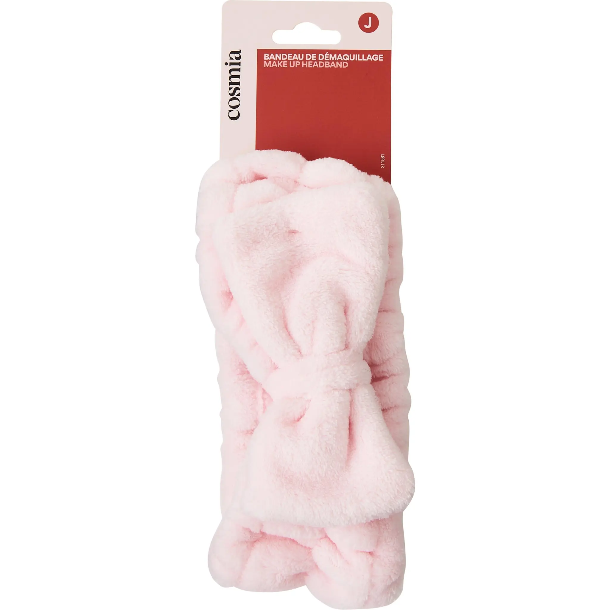 COSMIA Bandeau de démaquillage rose avec noeud