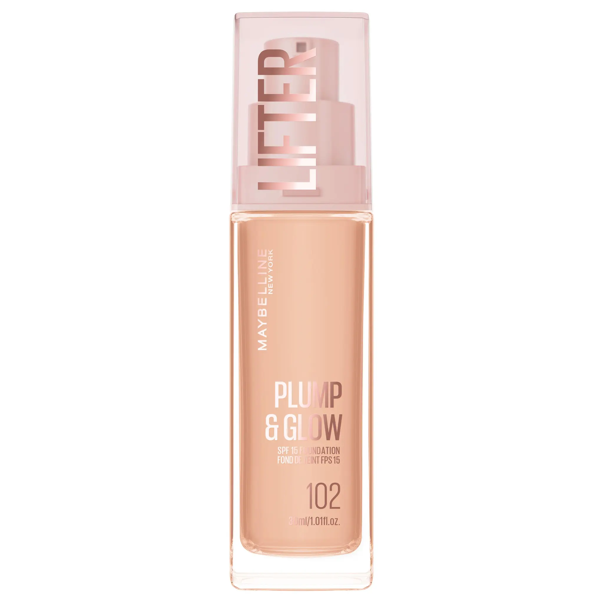 MAYBELLINE Lifter Plump&Glow Fond de teint liquide FPS15 102