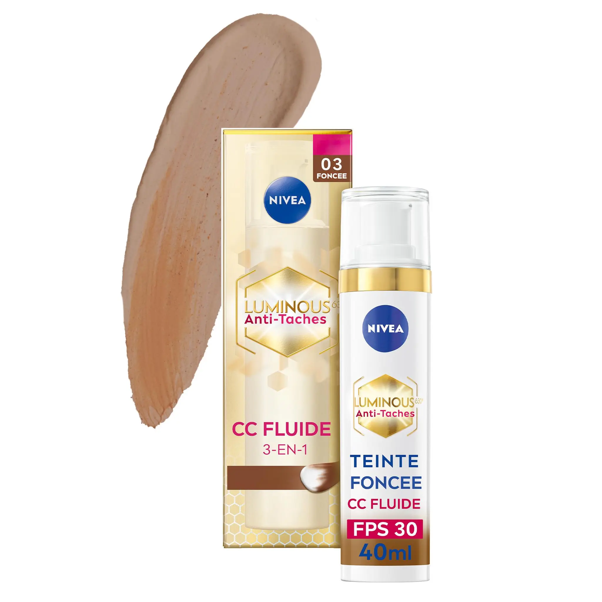 NIVEA Luminous 630 cc crème fluide anti-tâches FPS 30 teinte foncé