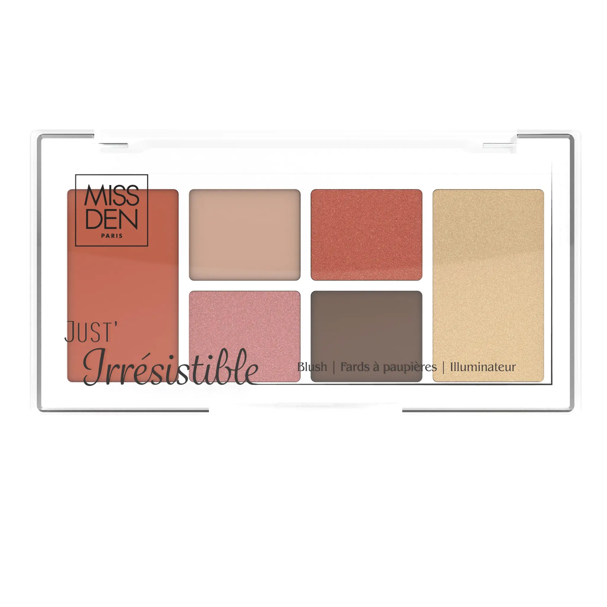 MISS DEN Palette 731 just'irrésistible blush, illuminateur, fards à paupières