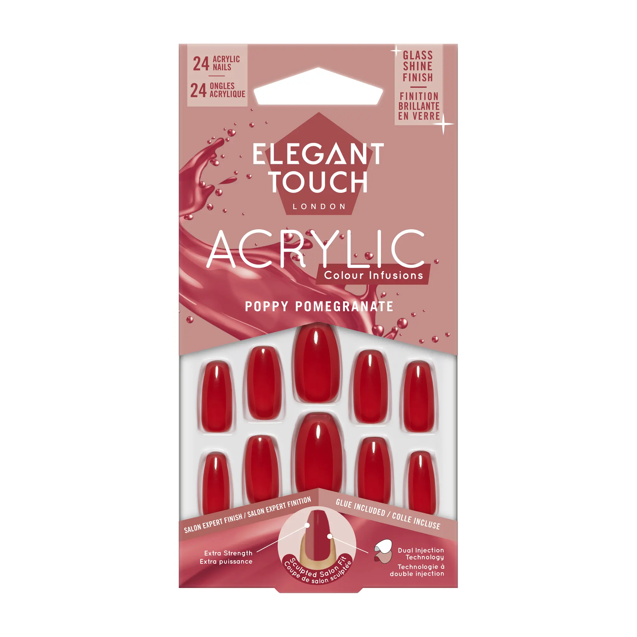 ELEGANT TOUCH Faux ongles acrylic poppy pomegranate