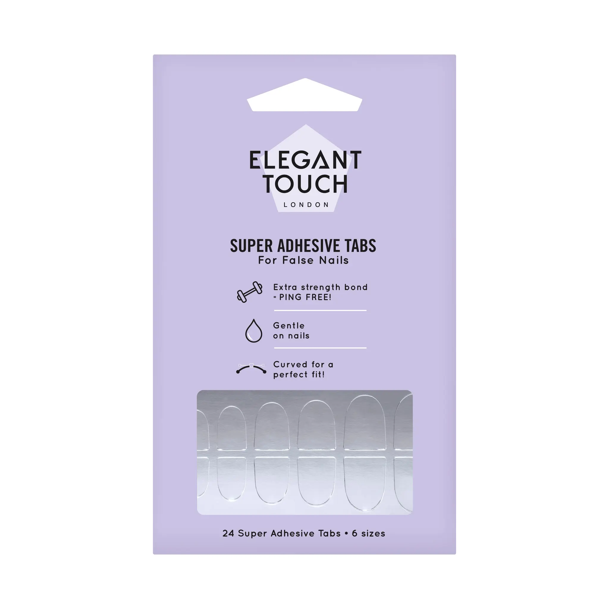 ELEGANT TOUCH Super adhesive tabs pour faux ongles 6 tailles
