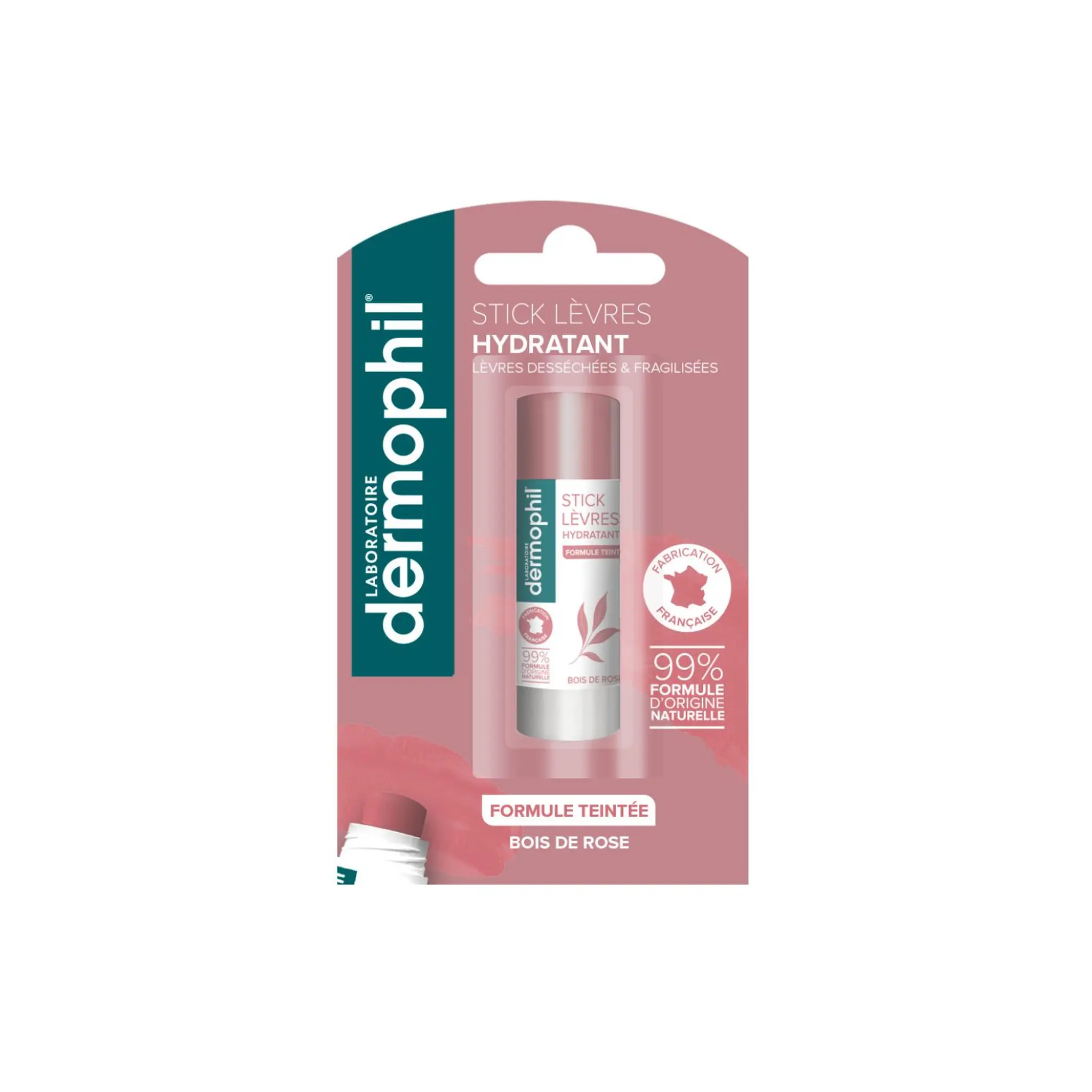 DERMOPHIL Stick hydratant teinté bois de rose