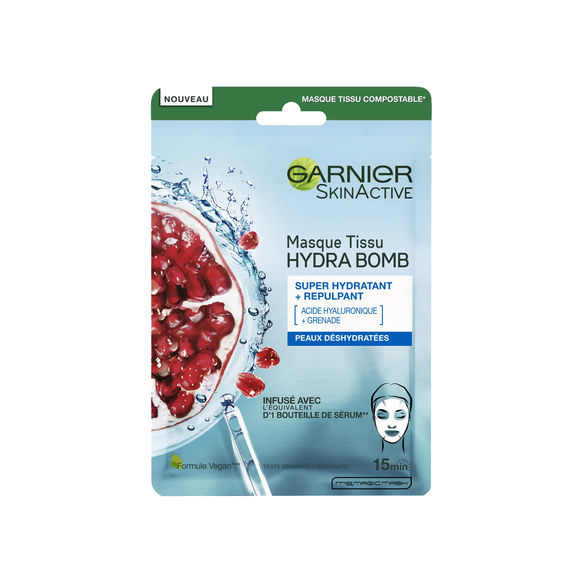 GARNIER SkinActive masque tissu hydra bomb peaux déshydratées